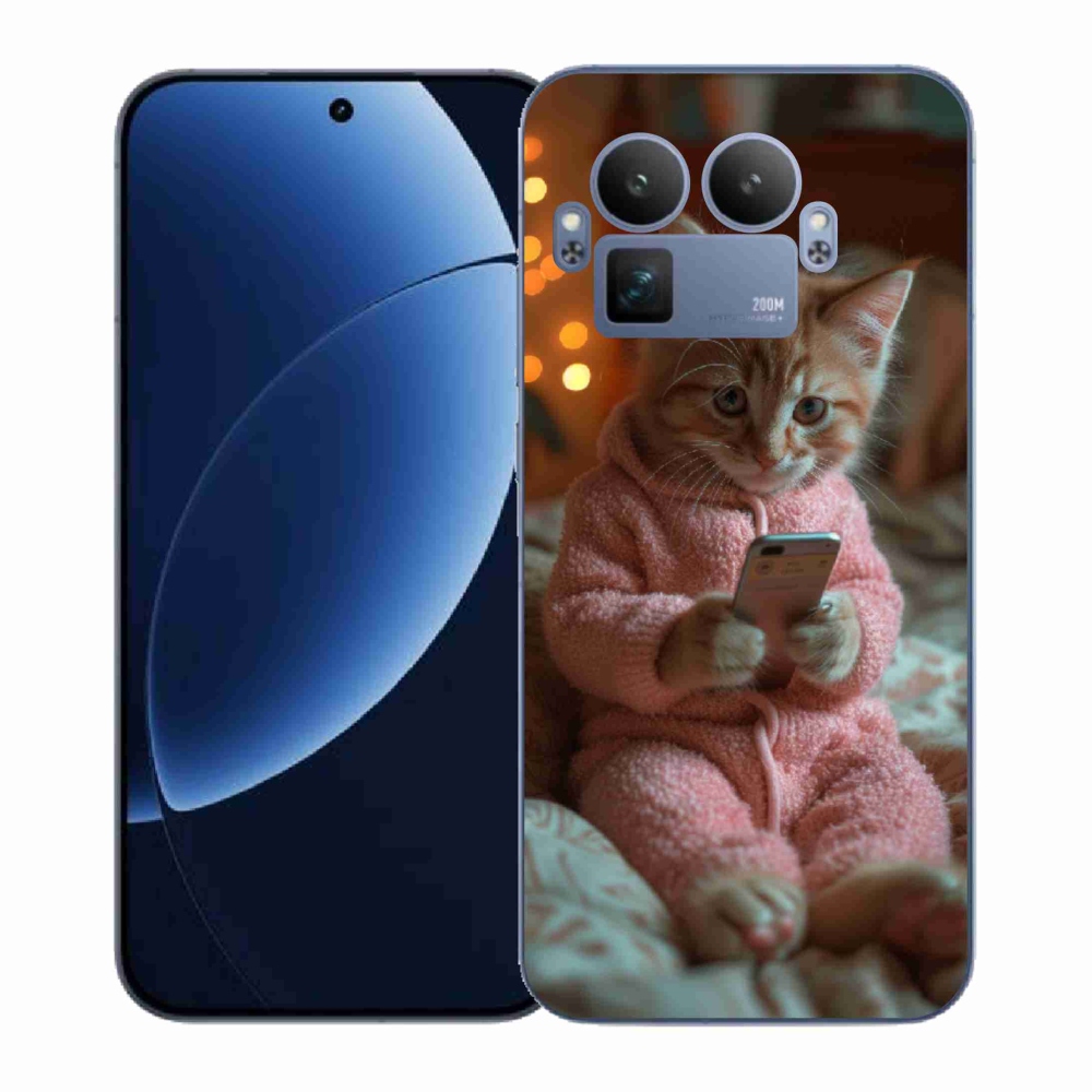 Gelový kryt mmCase na Realme GT 8 Pro - kotě s mobilem