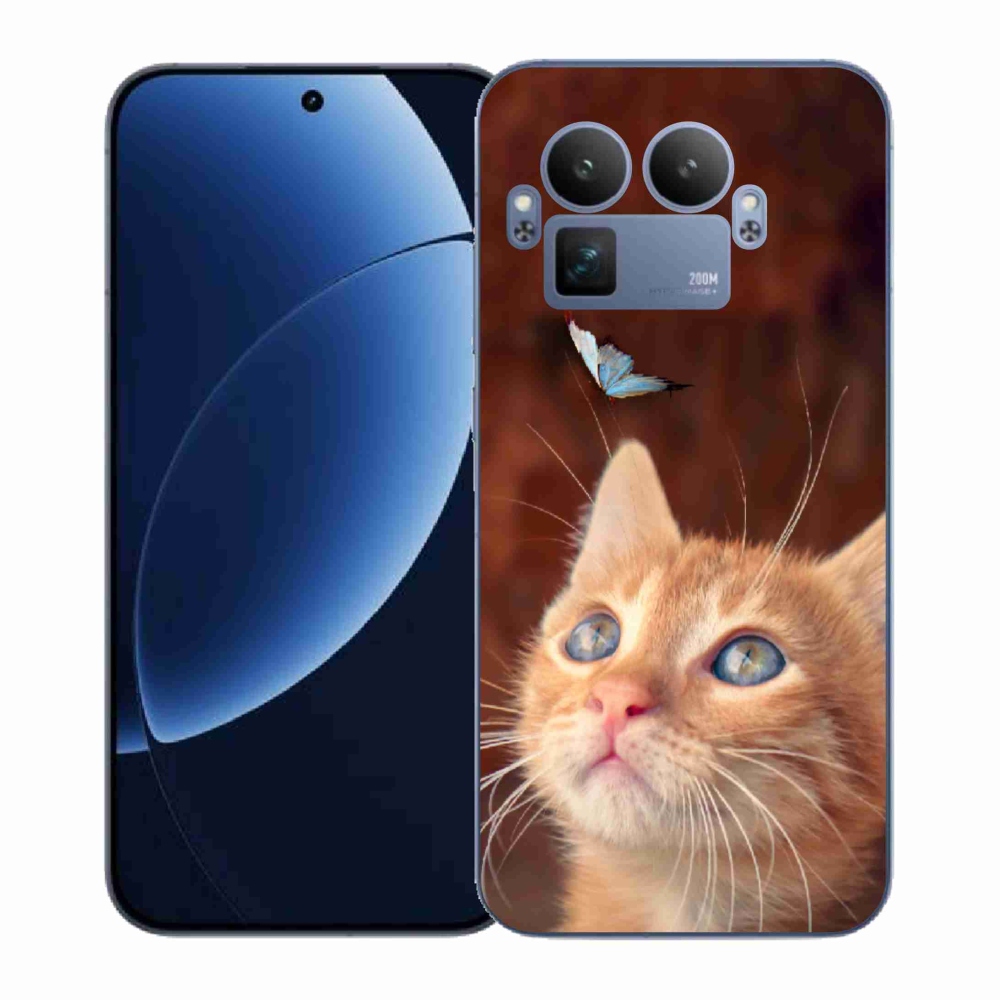 Gelový kryt mmCase na Realme GT 8 Pro - motýl a kotě
