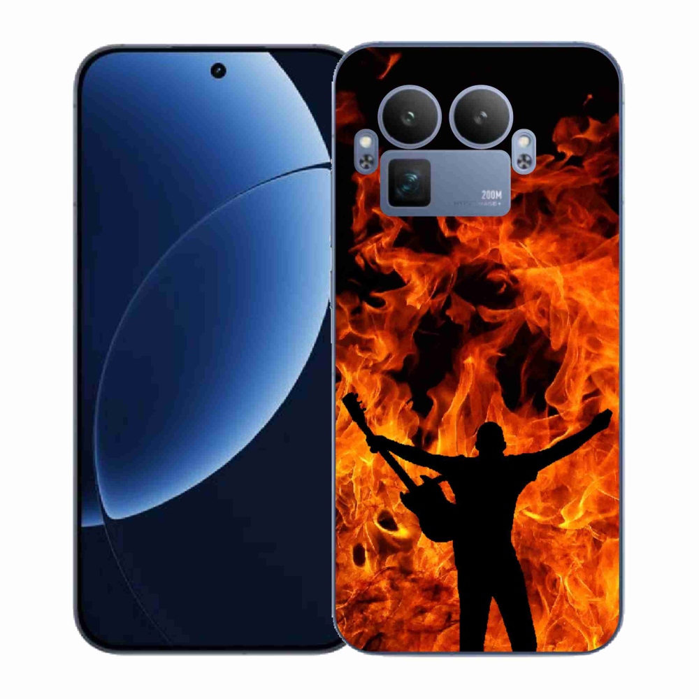Gelový kryt mmCase na Realme GT 8 Pro - muzikant a oheň