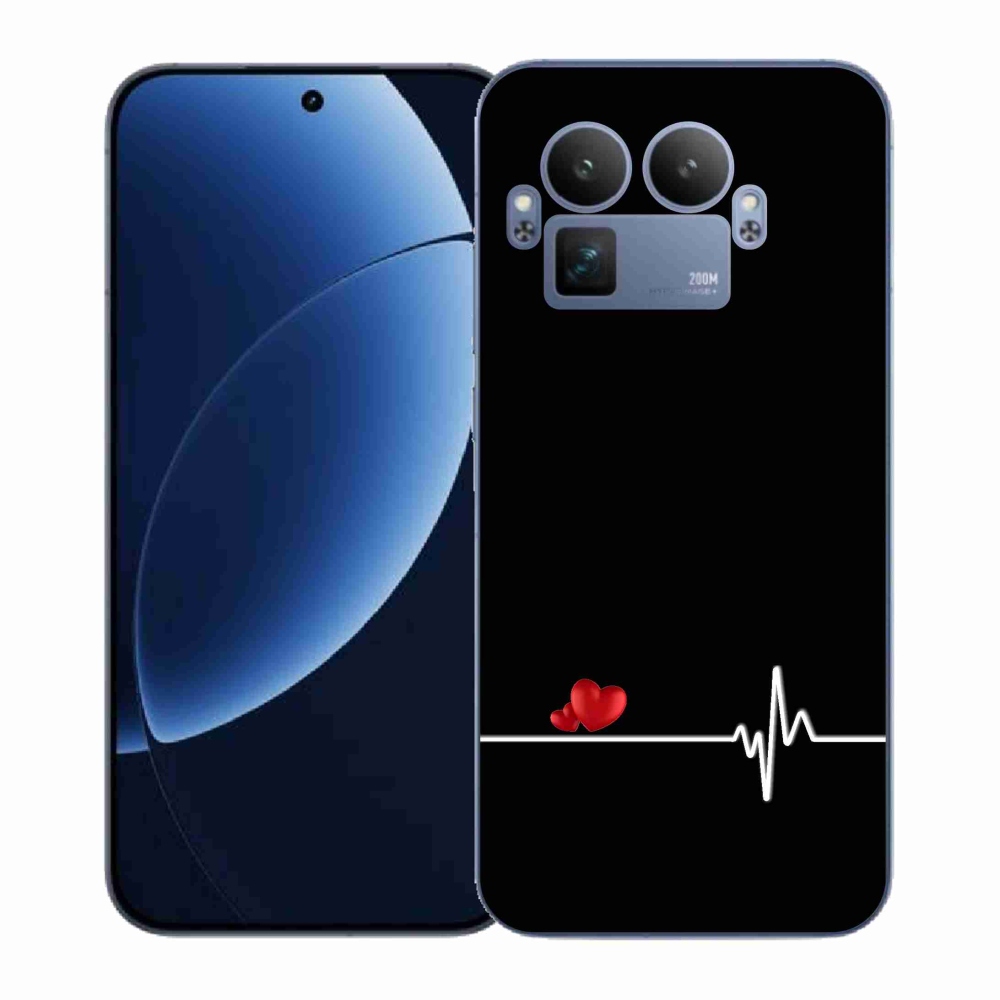 Gelový kryt mmCase na Realme GT 8 Pro - srdce a tep černé pozadí
