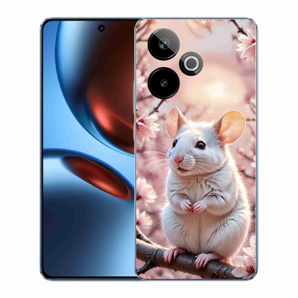 Gelový kryt mmCase na Realme GT7 5G/GT 7T 5G - bílá myš na větvi
