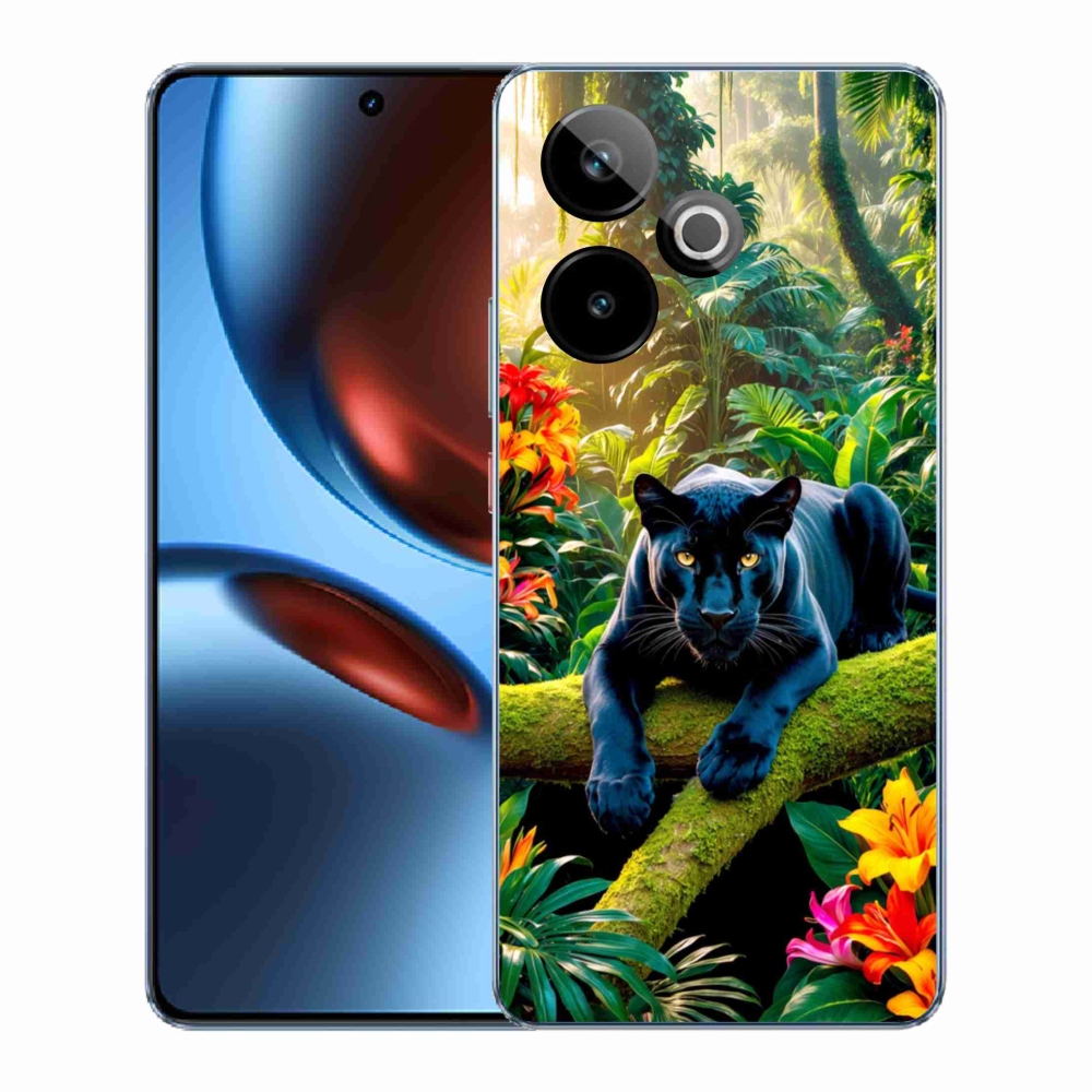 Gelový kryt mmCase na Realme GT7 5G/GT 7T 5G - černý panter v džungli