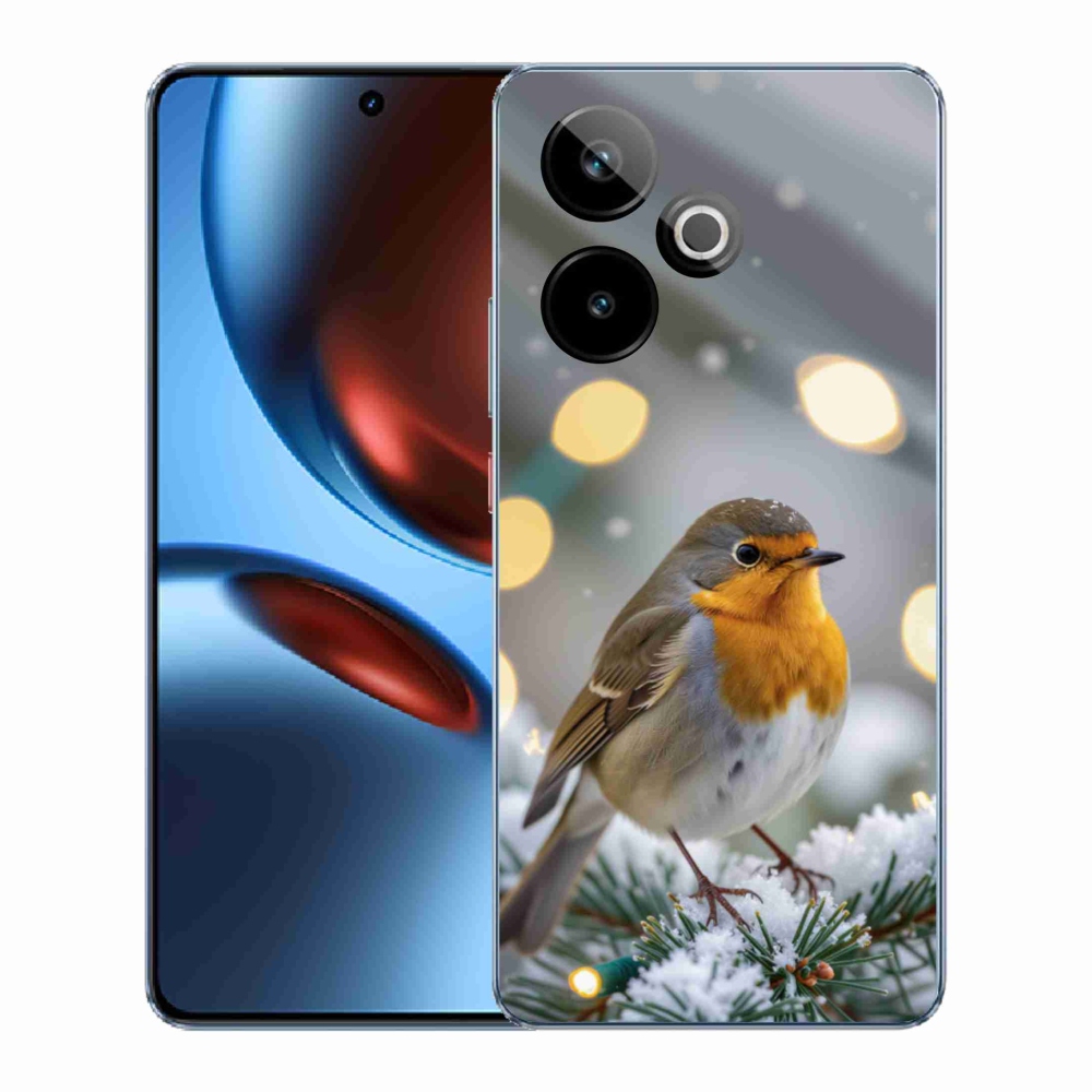 Gelový kryt mmCase na Realme GT7 5G/GT 7T 5G - červenka v zimě