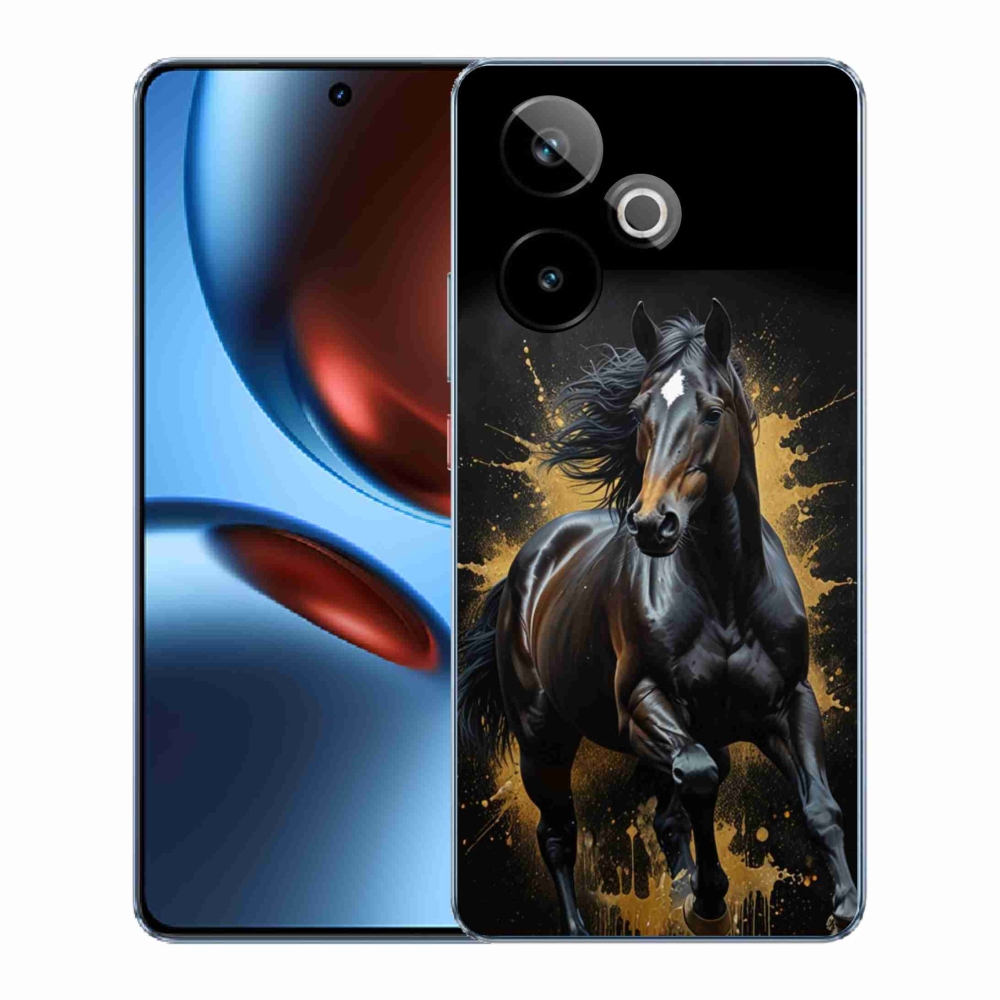 Gelový kryt mmCase na Realme GT7 5G/GT 7T 5G - elegantní černý hřebec