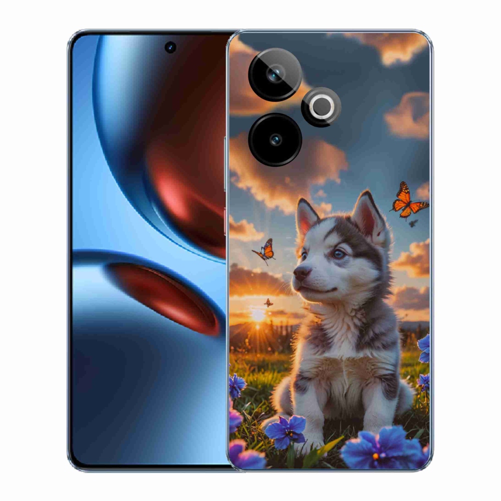 Gelový kryt mmCase na Realme GT7 5G/GT 7T 5G - husky při západu slunce