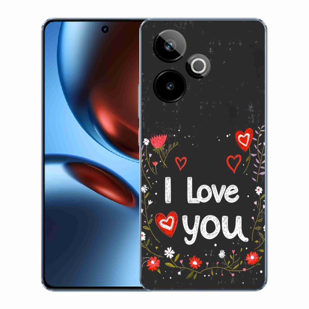 Gelový kryt mmCase na Realme GT7 5G/GT 7T 5G - I love you černé pozadí