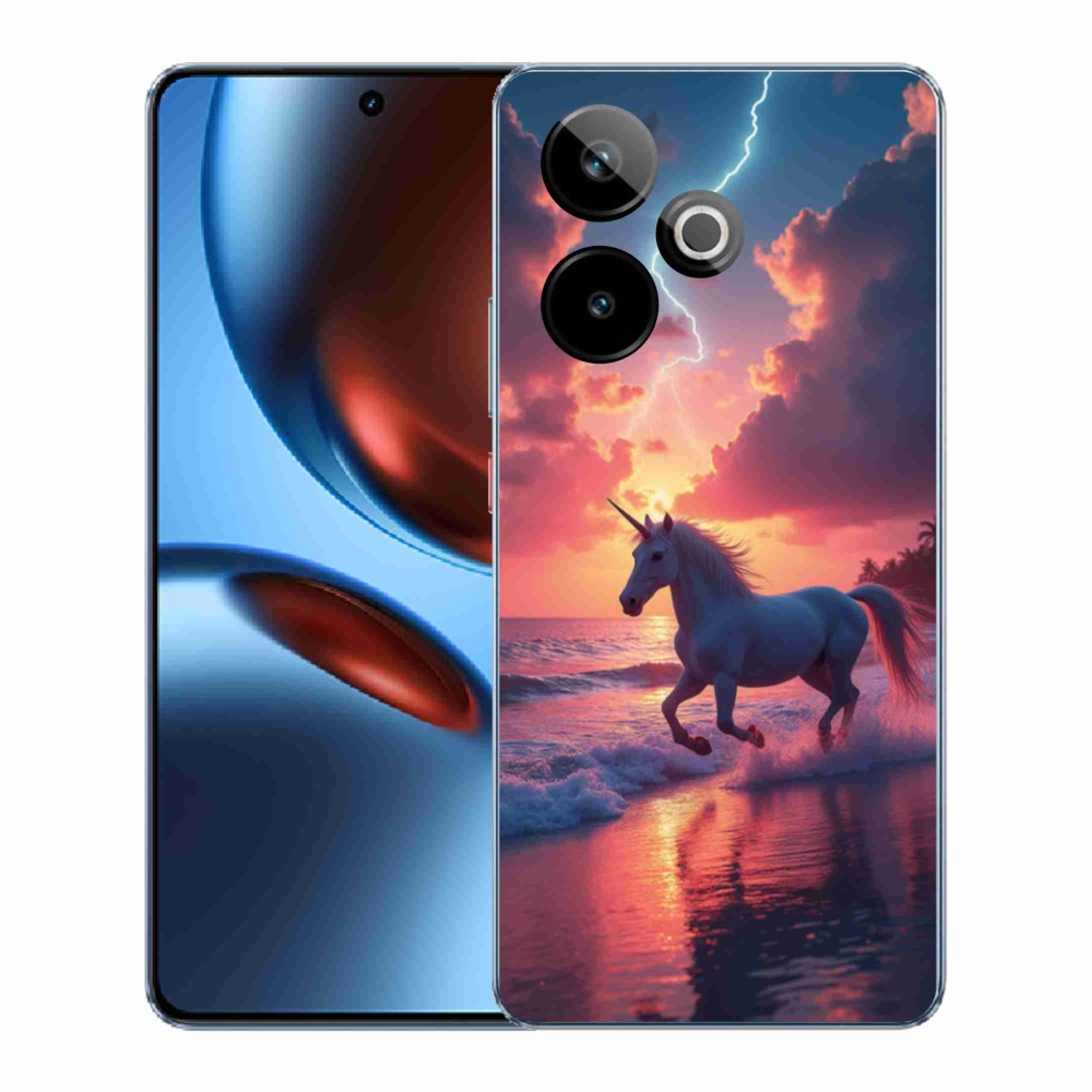 Gelový kryt mmCase na Realme GT7 5G/GT 7T 5G - jednorožec na pláži
