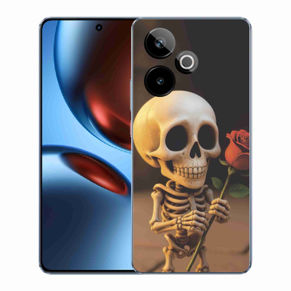 Gelový kryt mmCase na Realme GT7 5G/GT 7T 5G - kostlivec s růží