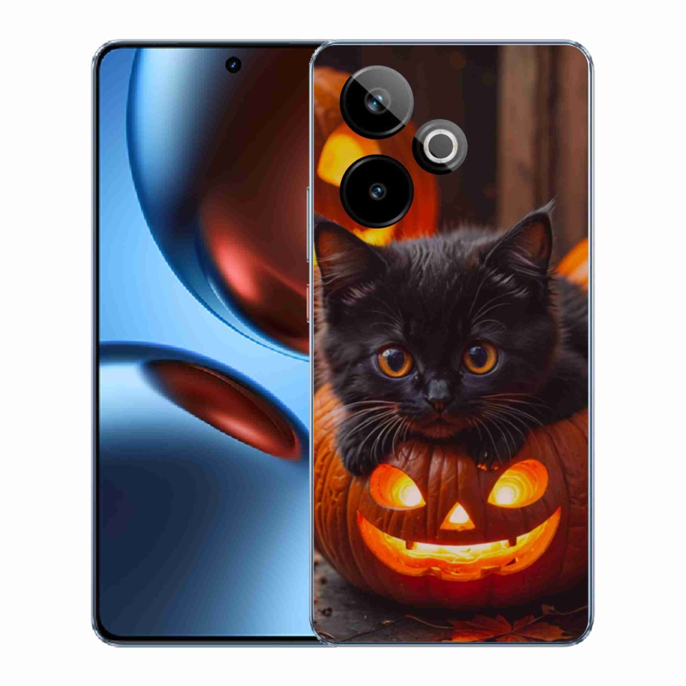 Gelový kryt mmCase na Realme GT7 5G/GT 7T 5G - kotě a dýně