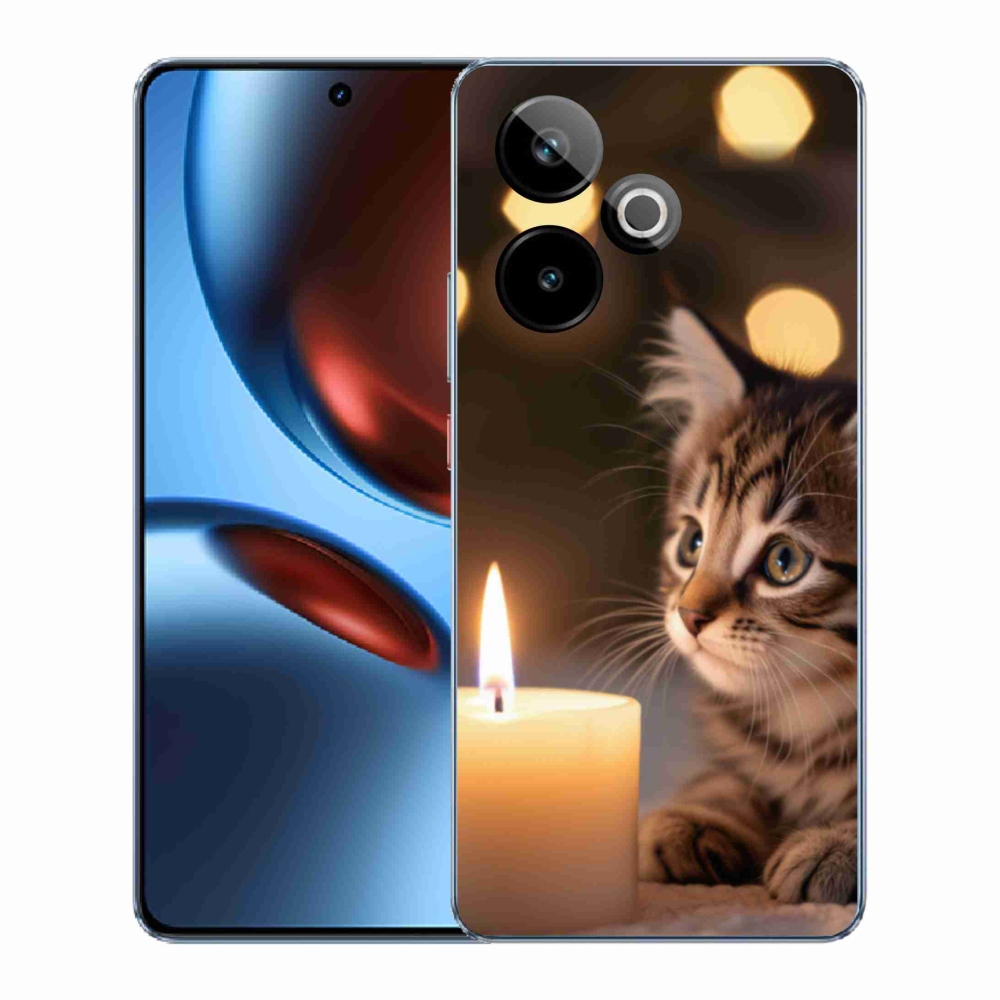 Gelový kryt mmCase na Realme GT7 5G/GT 7T 5G - kotě a svíčka