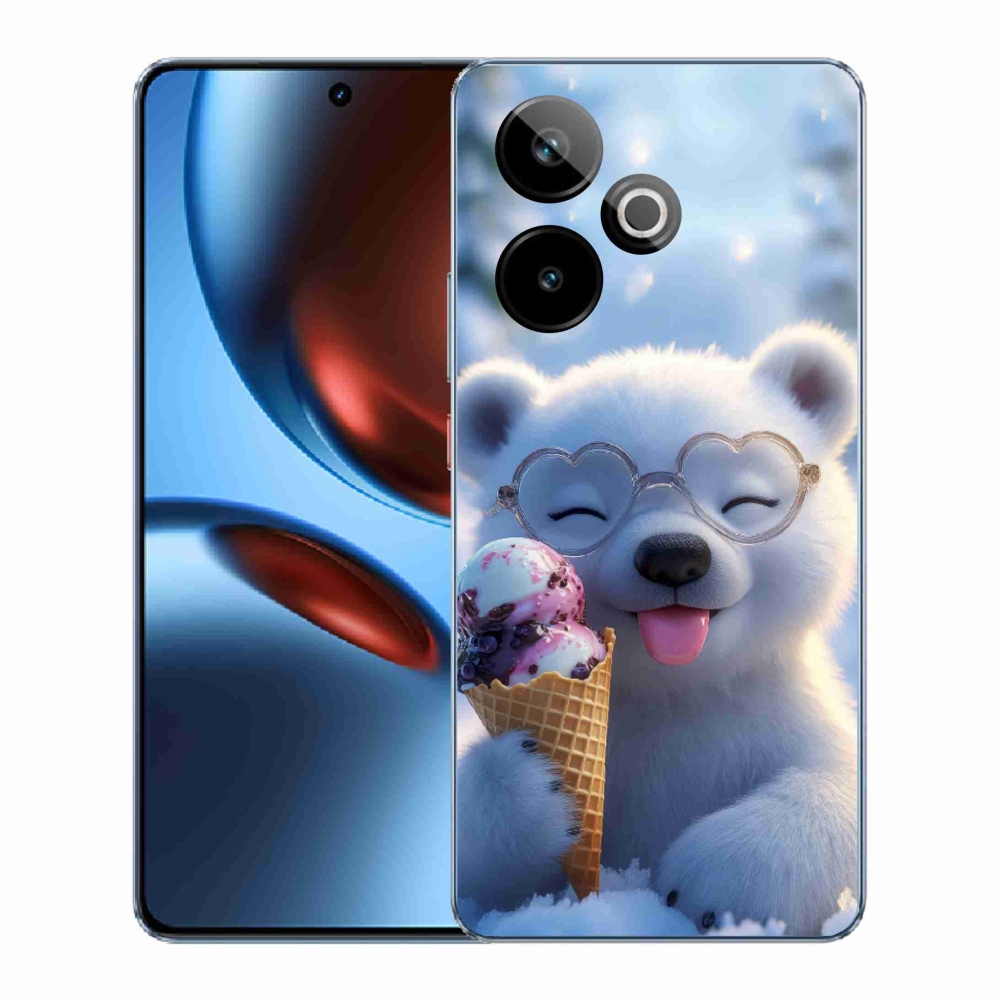 Gelový kryt mmCase na Realme GT7 5G/GT 7T 5G - medvídek se zmrzlinou