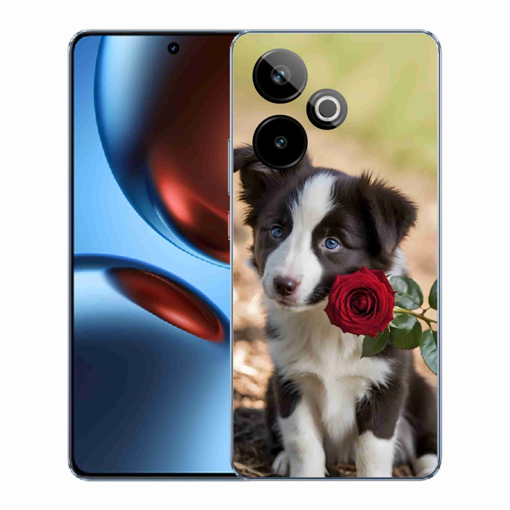 Gelový kryt mmCase na Realme GT7 5G/GT 7T 5G - roztomilá border kolie s růží