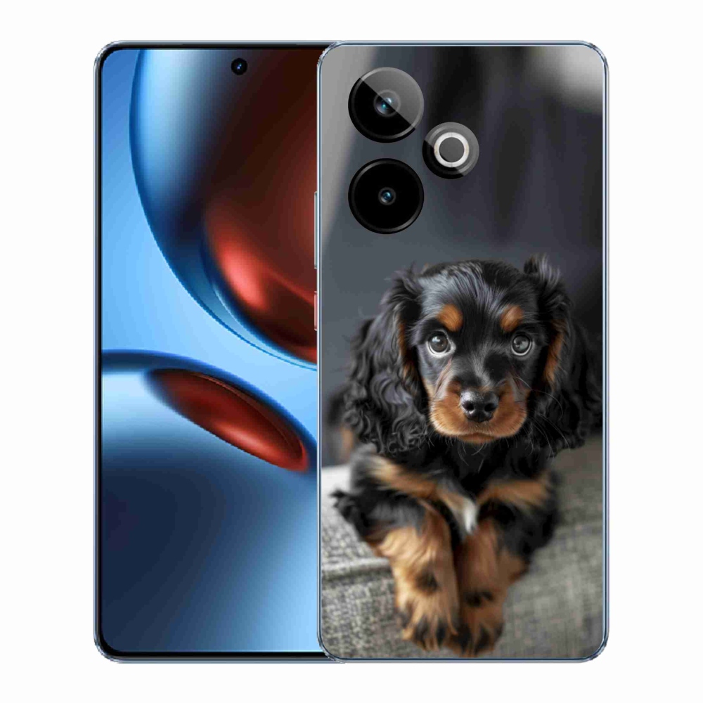 Gelový kryt mmCase na Realme GT7 5G/GT 7T 5G - roztomilý dlouhosrstý jezevčík