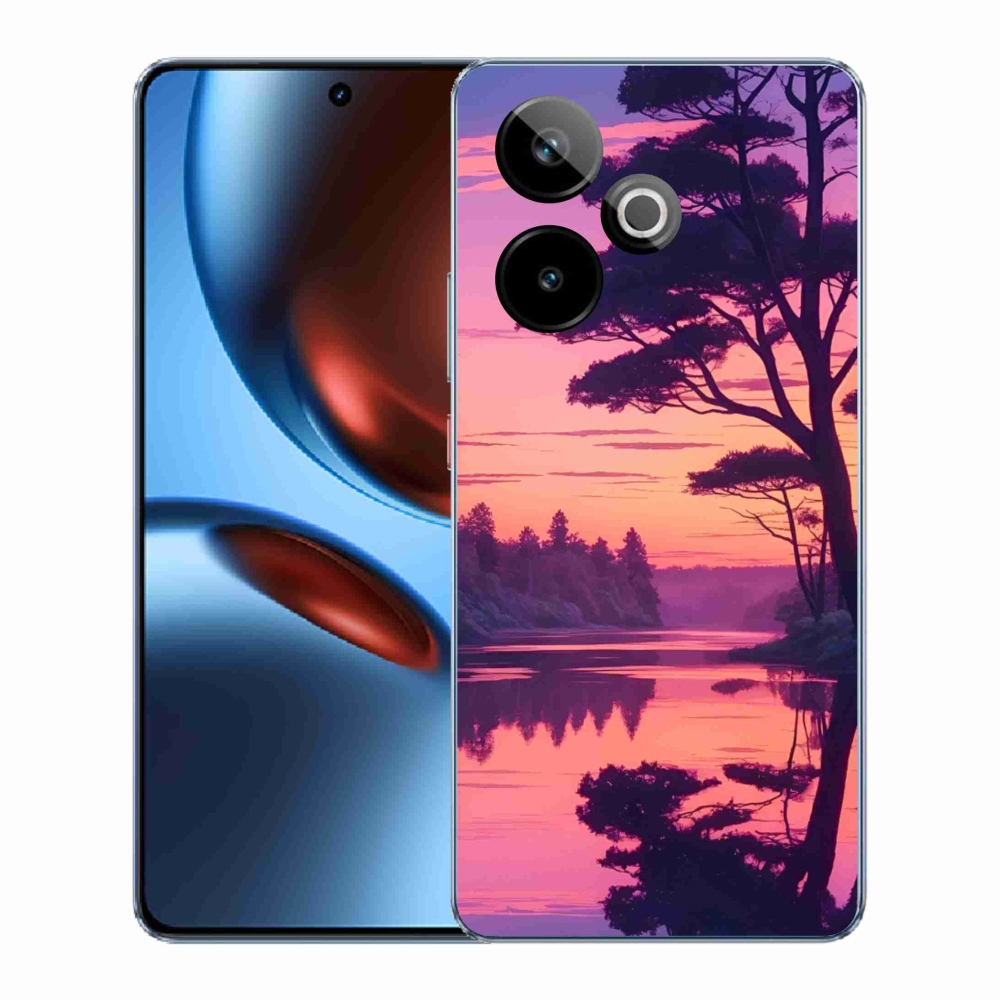 Gelový kryt mmCase na Realme GT7 5G/GT 7T 5G - západ slunce nad jezerem