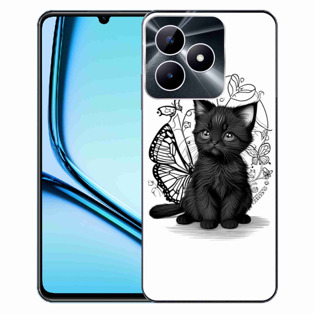 Gelový kryt mmCase na Realme Note 50 - černé kotě