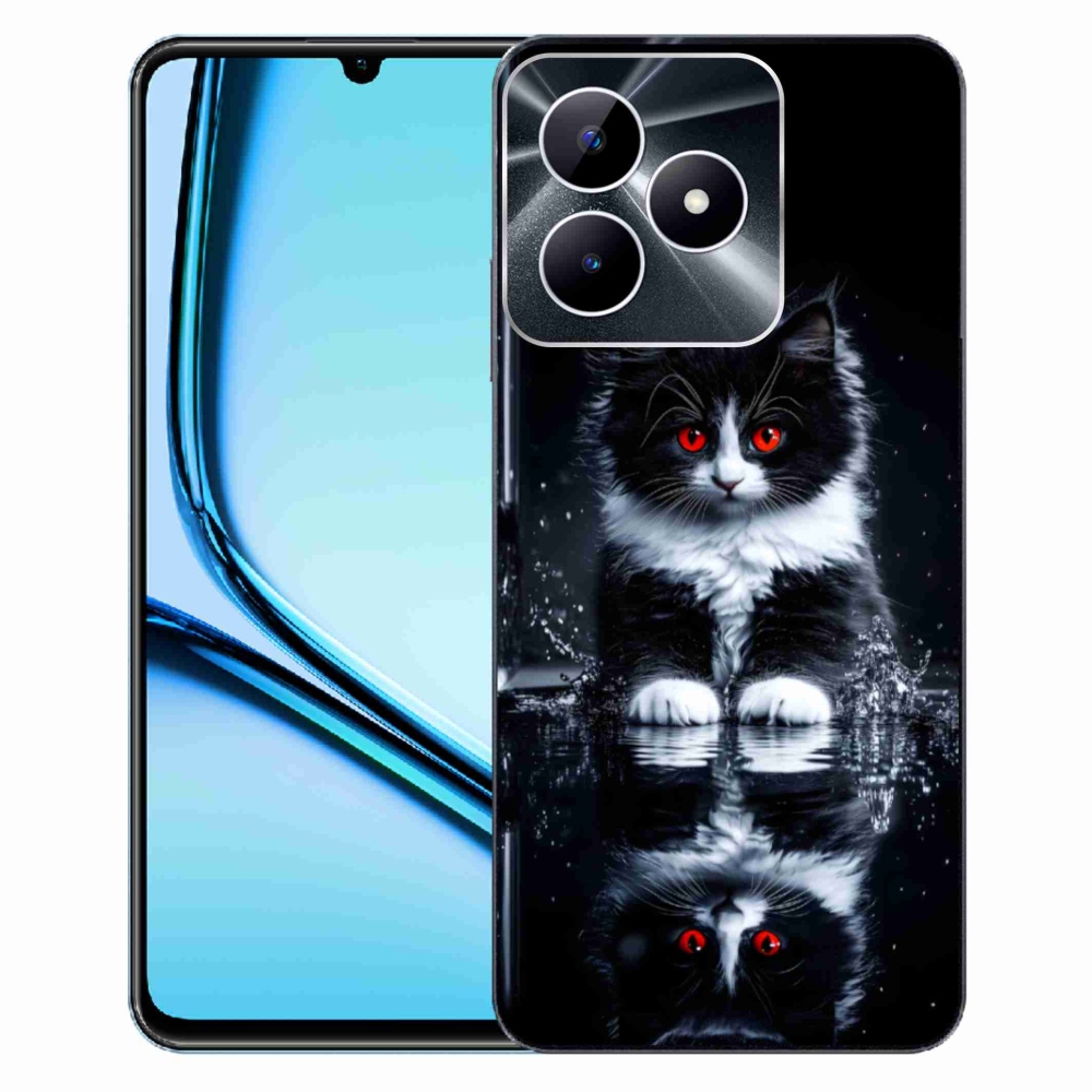 Gelový kryt mmCase na Realme Note 50 - černobílé kotě