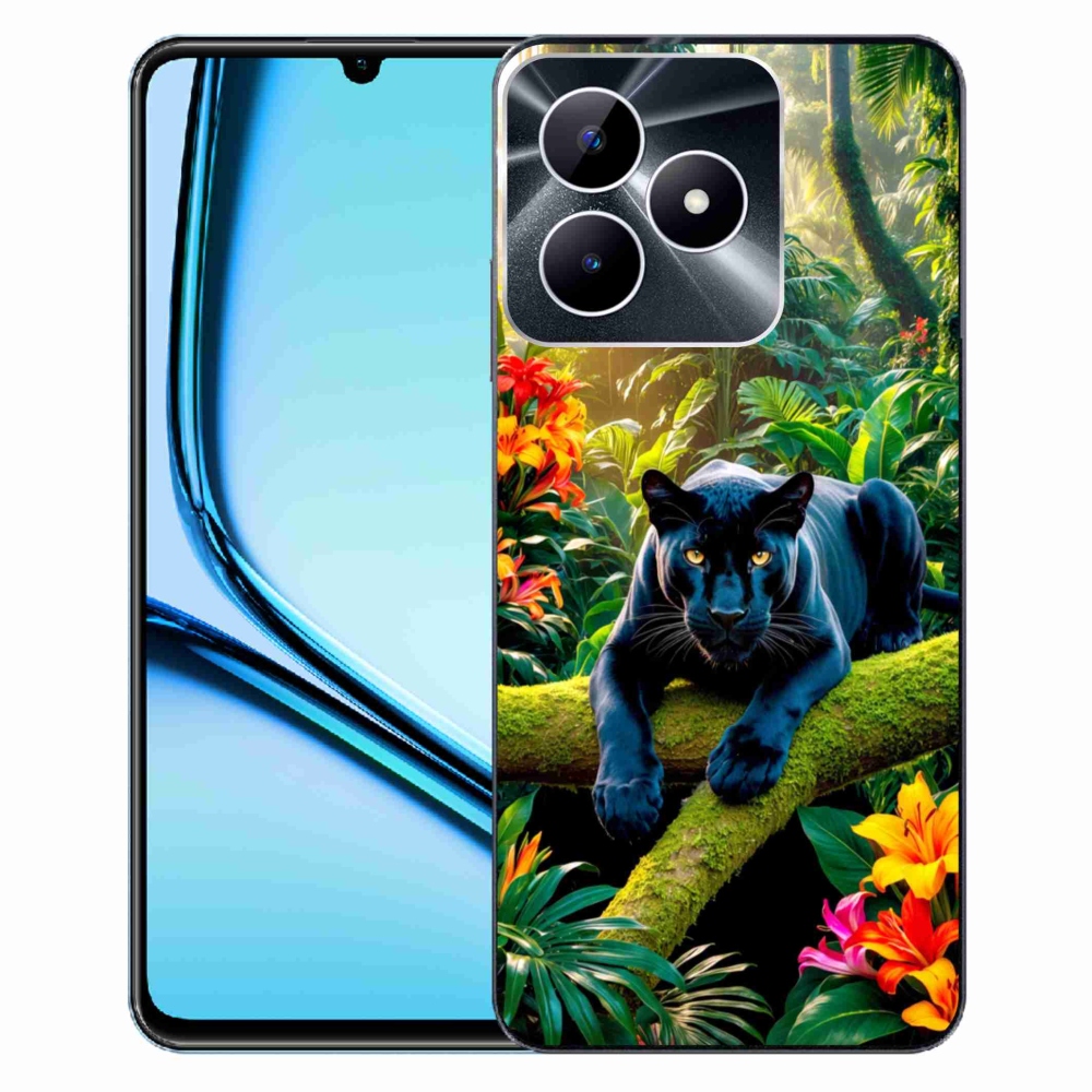 Gelový kryt mmCase na Realme Note 50 - černý panter v džungli