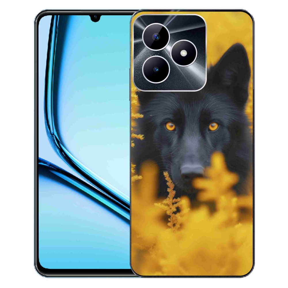 Gelový kryt mmCase na Realme Note 50 - černý vlk 2