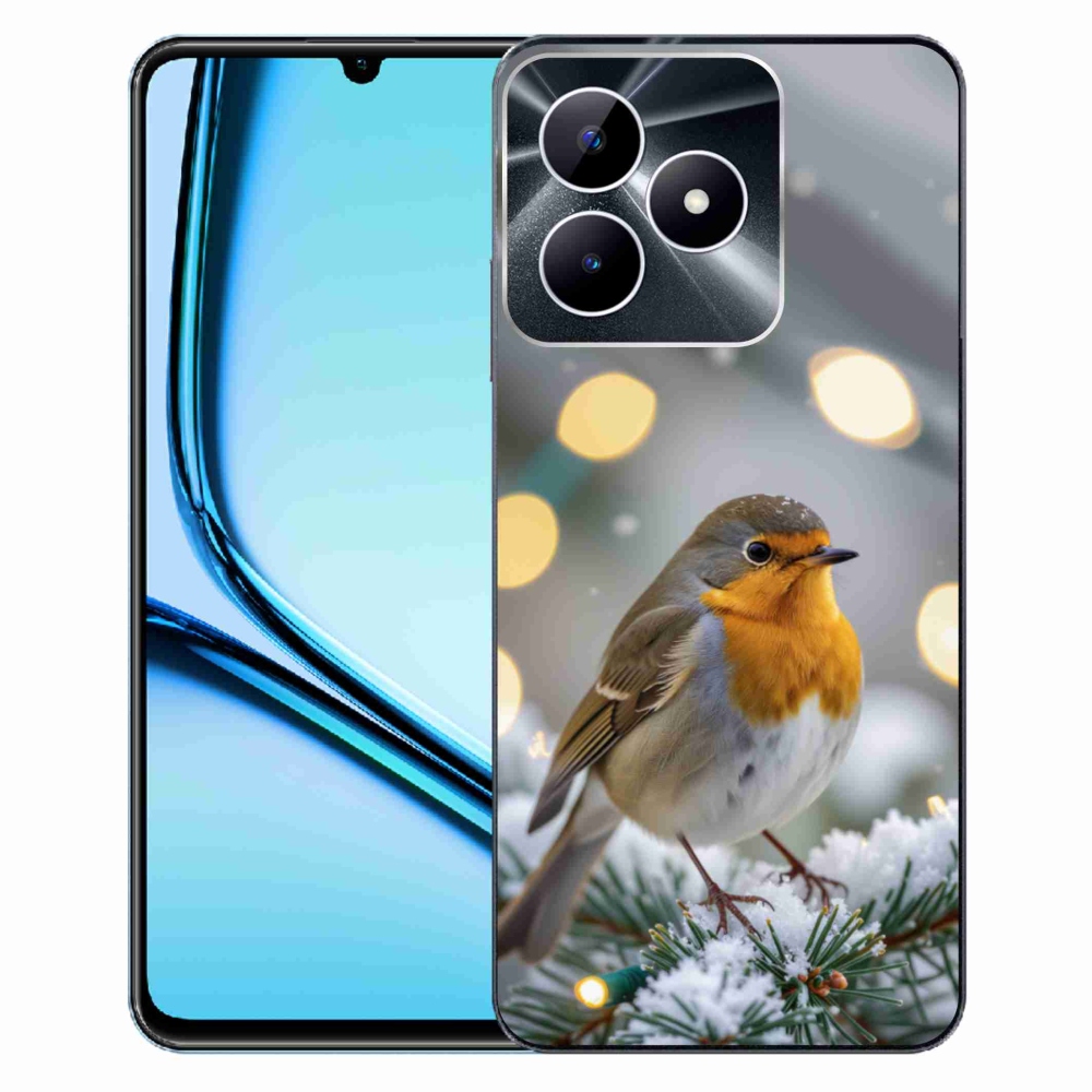 Gelový kryt mmCase na Realme Note 50 - červenka v zimě