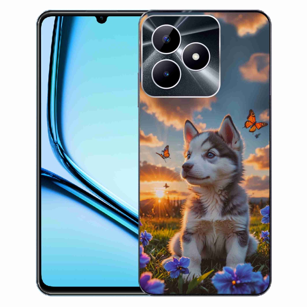 Gelový kryt mmCase na Realme Note 50 - husky při západu slunce