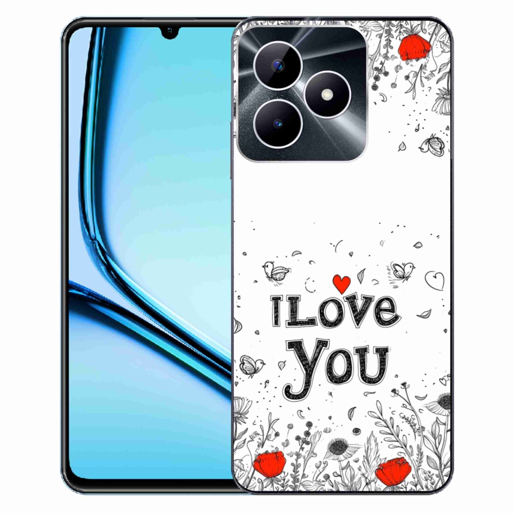 Gelový kryt mmCase na Realme Note 50 - I love you bílé pozadí
