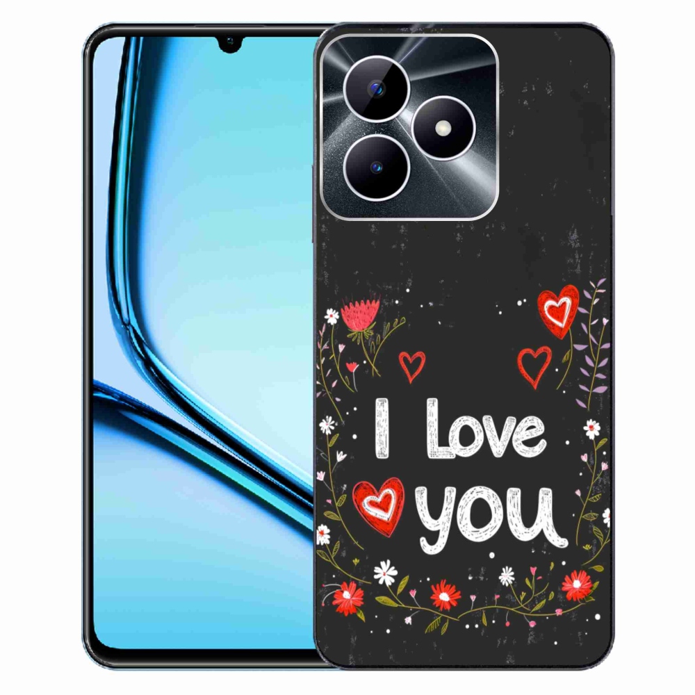 Gelový kryt mmCase na Realme Note 50 - I love you černé pozadí