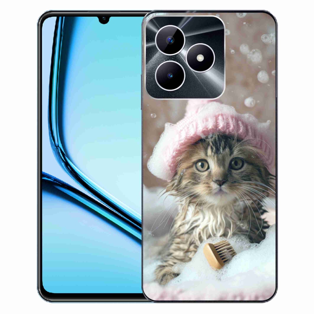 Gelový kryt mmCase na Realme Note 50 - kotě a koupel