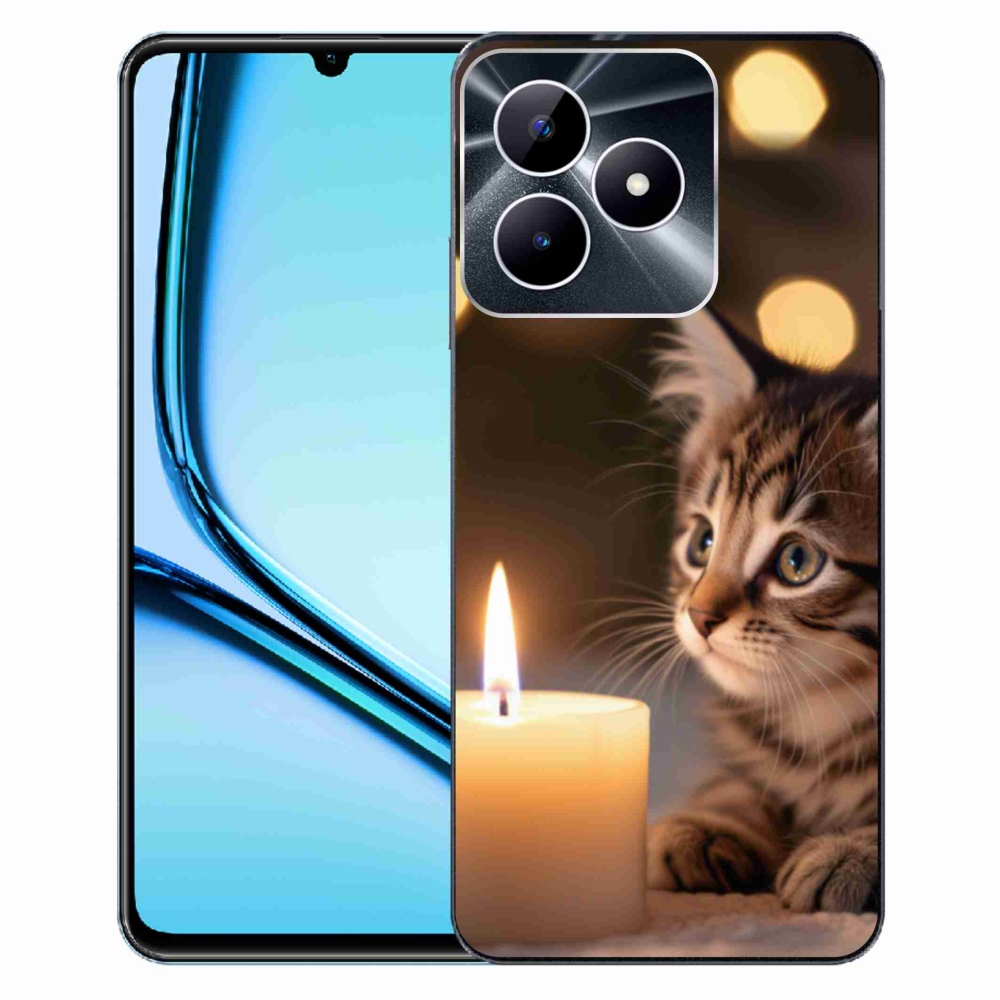 Gelový kryt mmCase na Realme Note 50 - kotě a svíčka