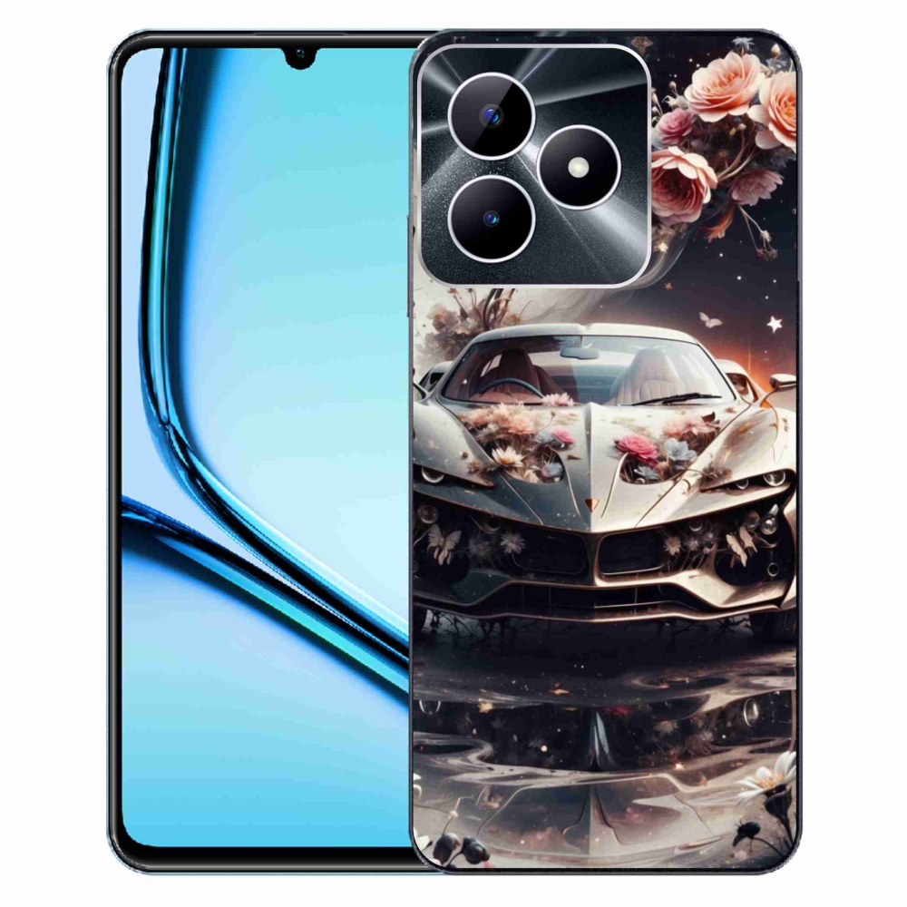 Gelový kryt mmCase na Realme Note 50 - květinový sportovní vůz