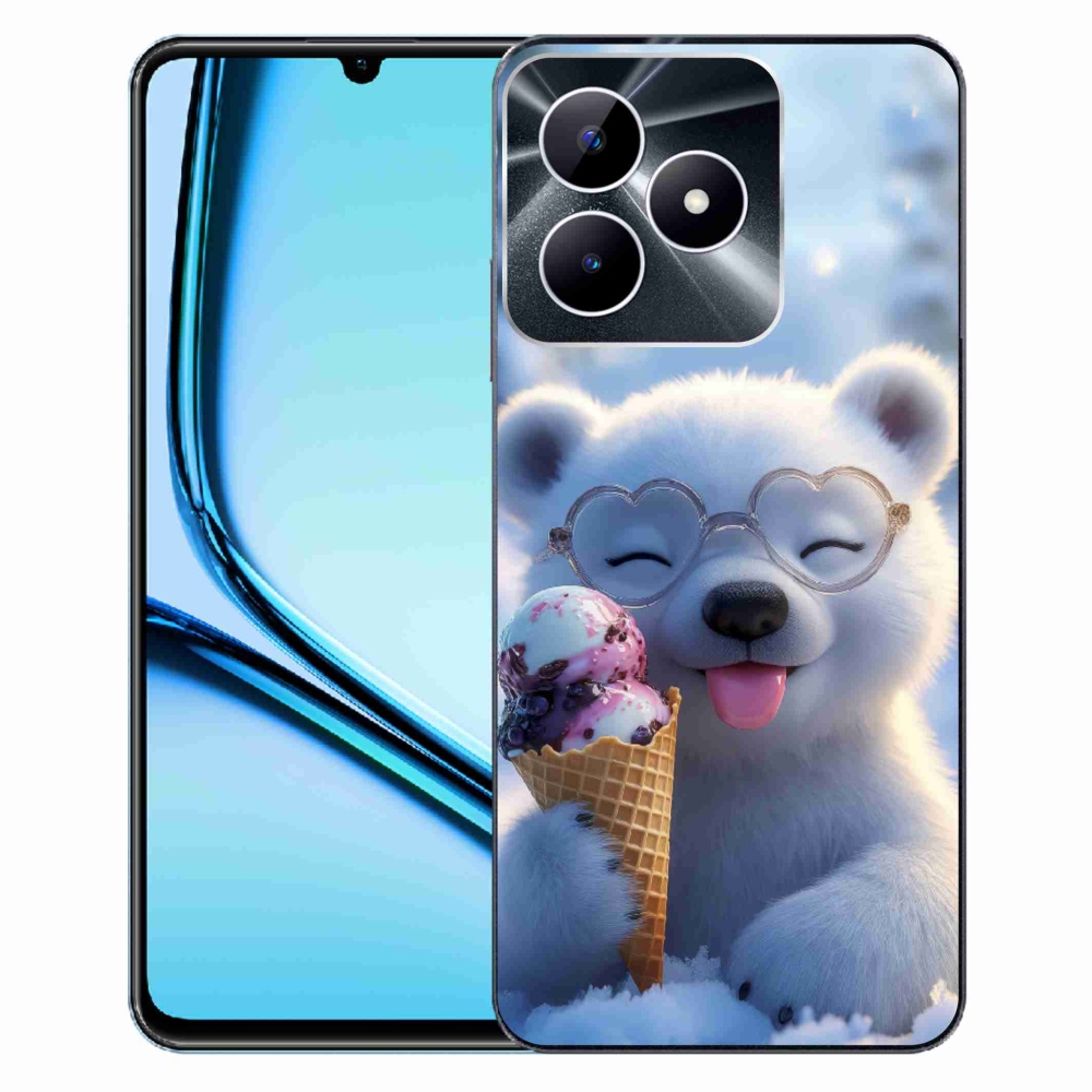 Gelový kryt mmCase na Realme Note 50 - medvídek se zmrzlinou