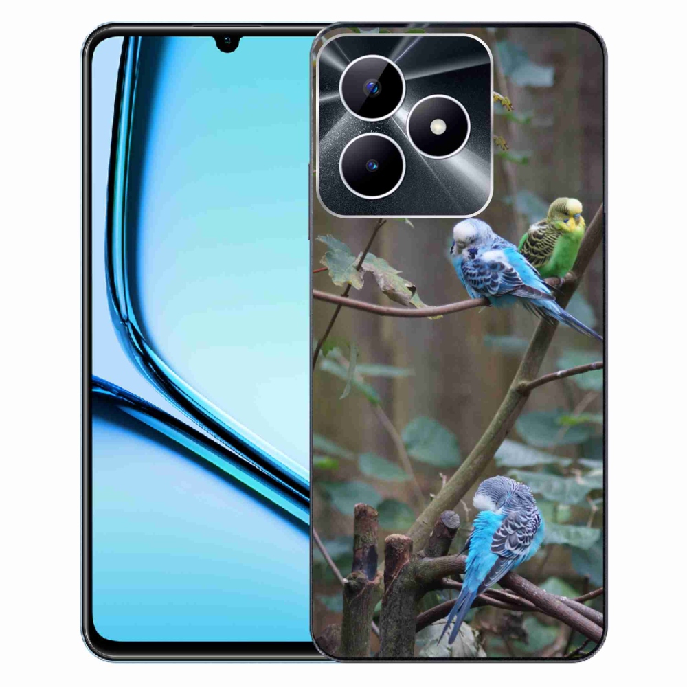 Gelový kryt mmCase na Realme Note 50 - papoušci na větvi