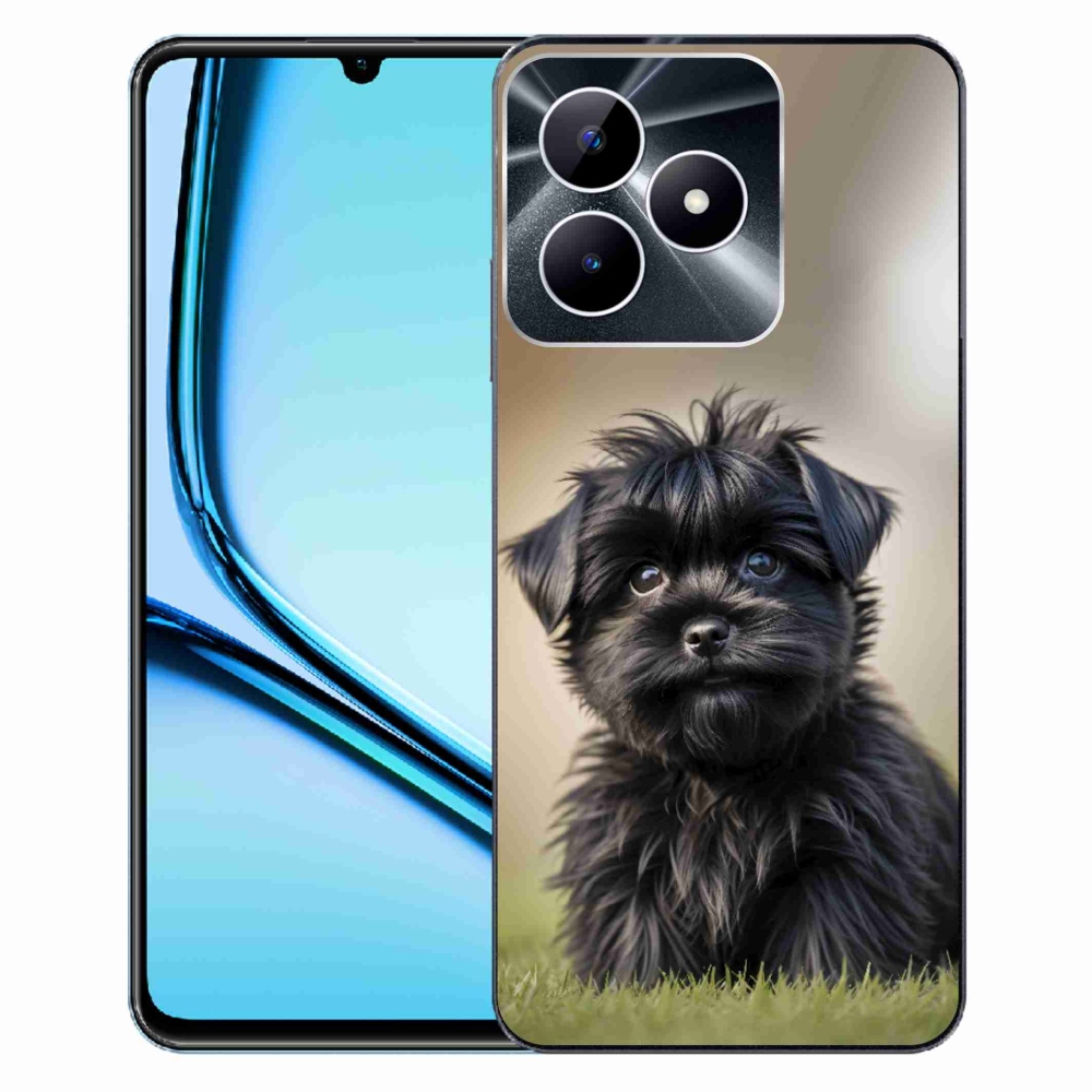 Gelový kryt mmCase na Realme Note 50 - roztomilý černý pejsek