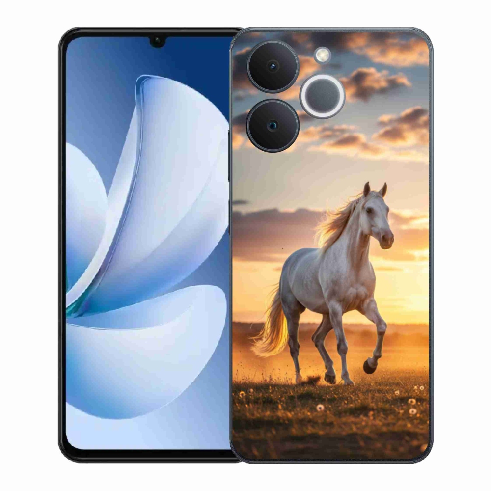 Gelový kryt mmCase na Realme Note 70T - běžící bílý kůň 2