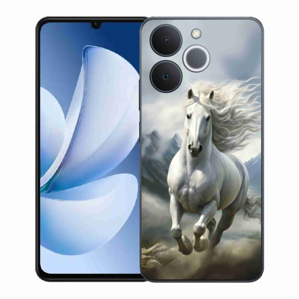 Gelový kryt mmCase na Realme Note 70T - běžící bílý kůň 3