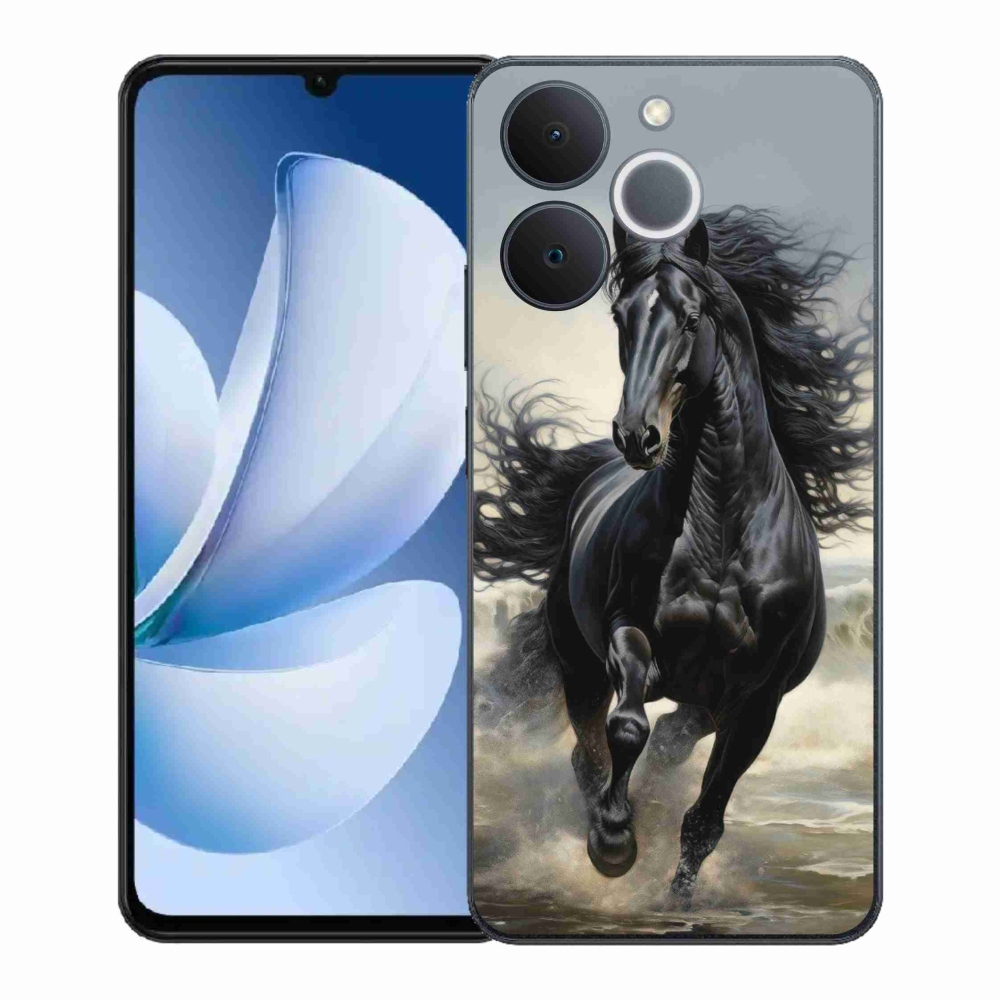 Gelový kryt mmCase na Realme Note 70T - běžící černý kůň