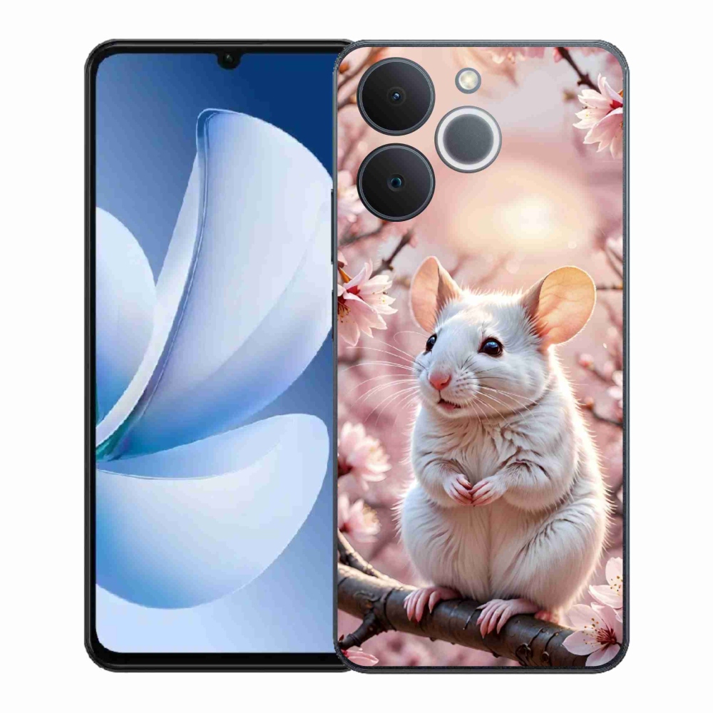 Gelový kryt mmCase na Realme Note 70T - bílá myš na větvi