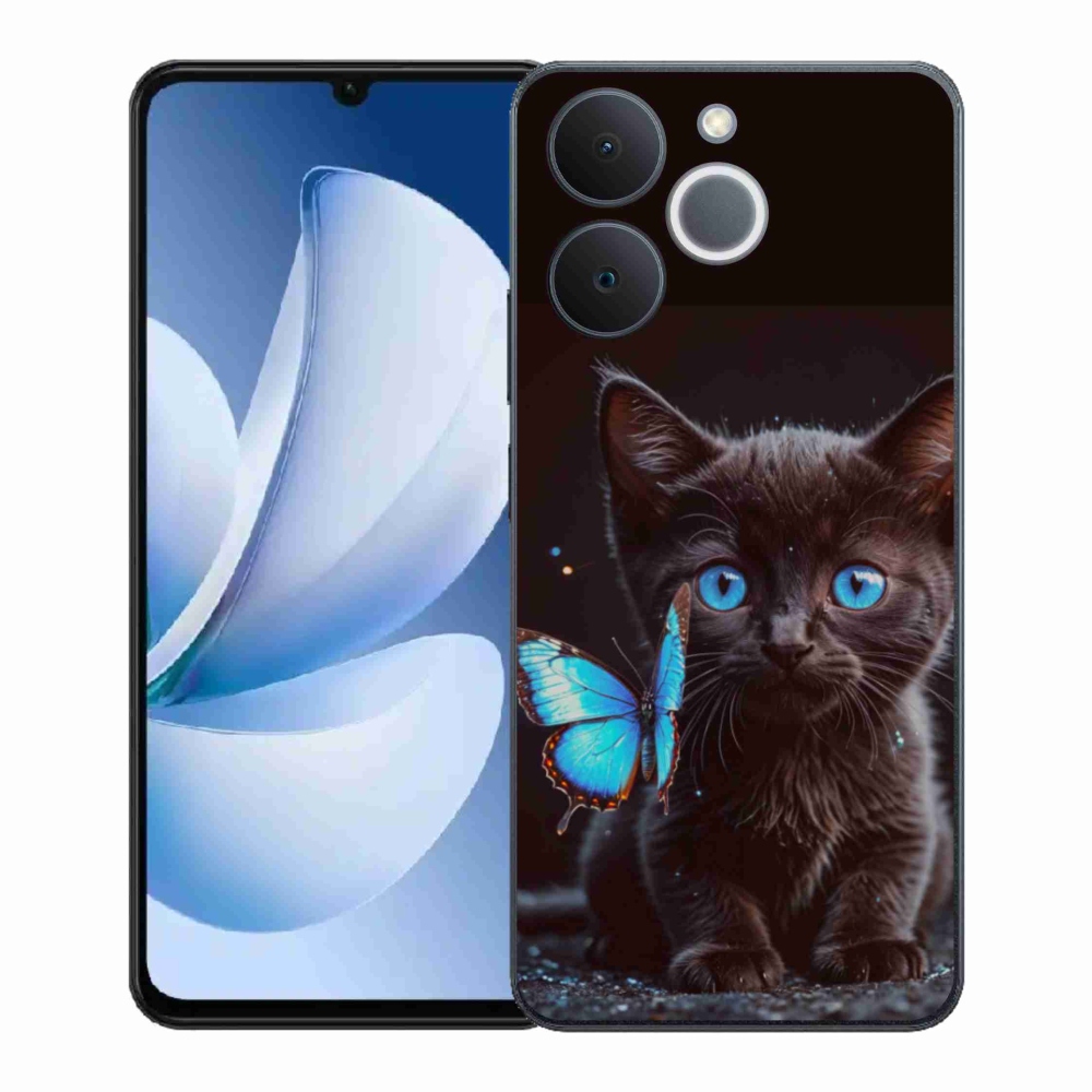Gelový kryt mmCase na Realme Note 70T - černé kotě 3