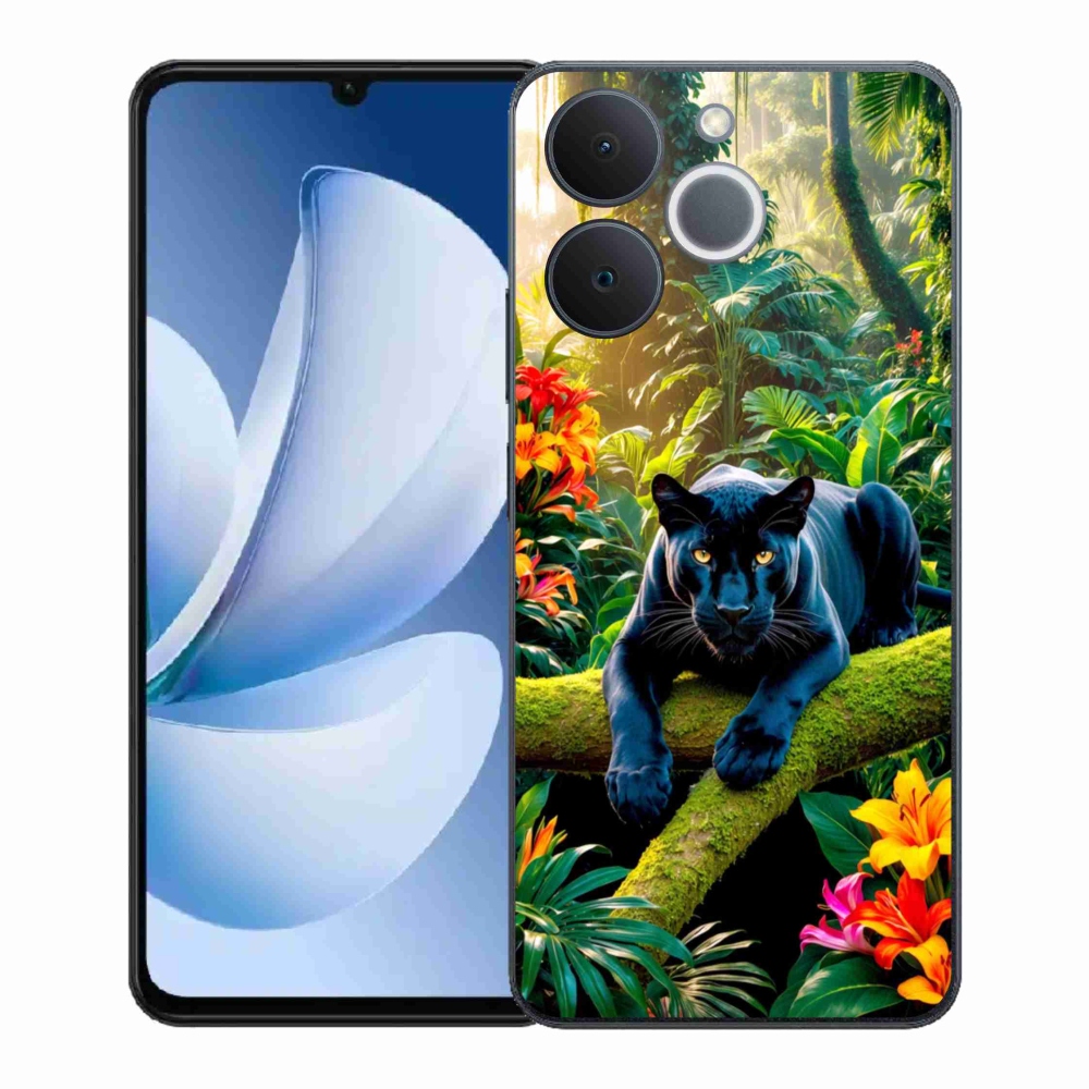 Gelový kryt mmCase na Realme Note 70T - černý panter v džungli