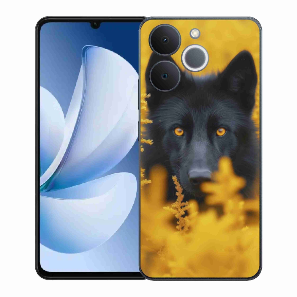 Gelový kryt mmCase na Realme Note 70T - černý vlk 2