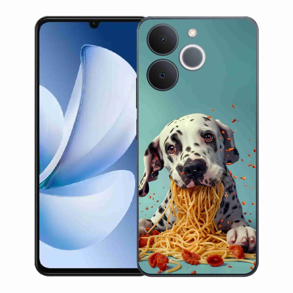 Gelový kryt mmCase na Realme Note 70T - dalmatin a špagety