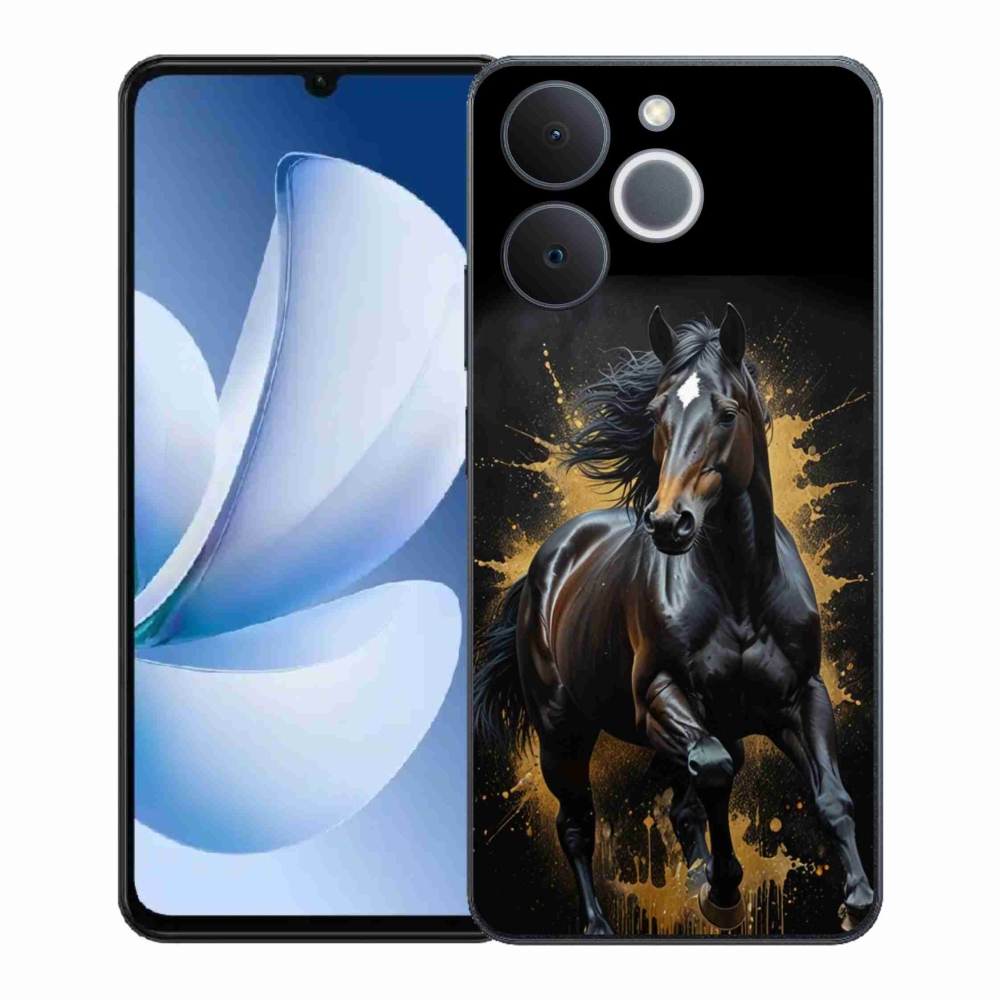 Gelový kryt mmCase na Realme Note 70T - elegantní černý hřebec