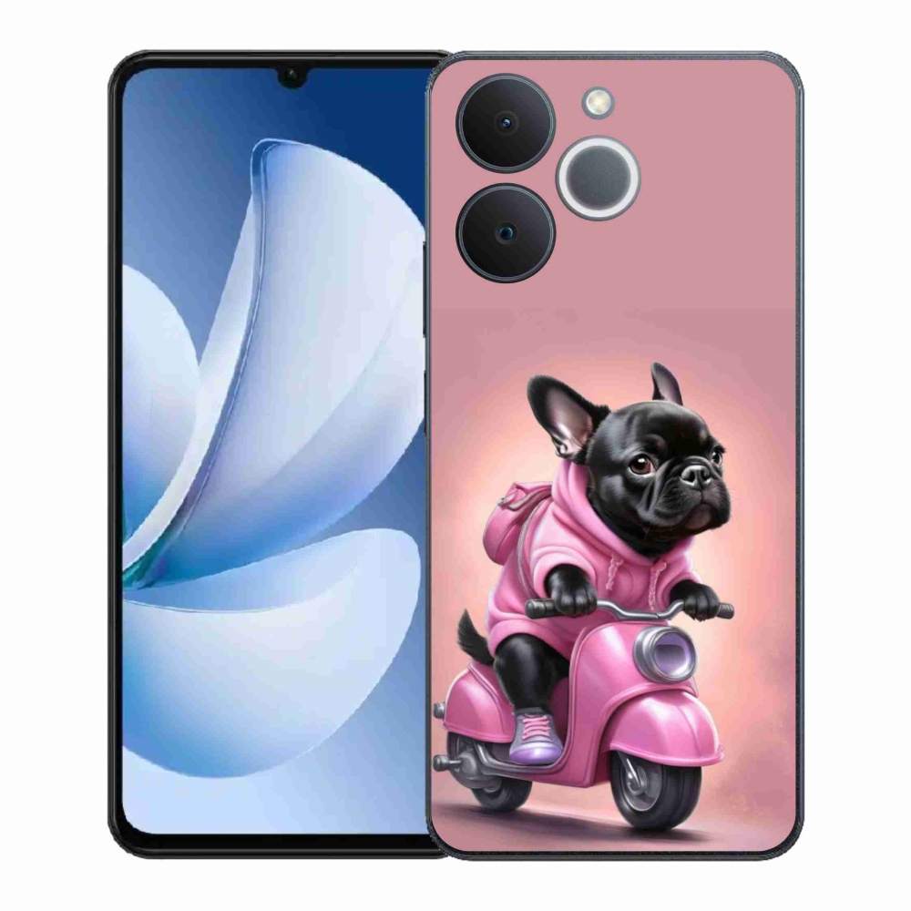 Gelový kryt mmCase na Realme Note 70T - francouzský buldoček na skútru