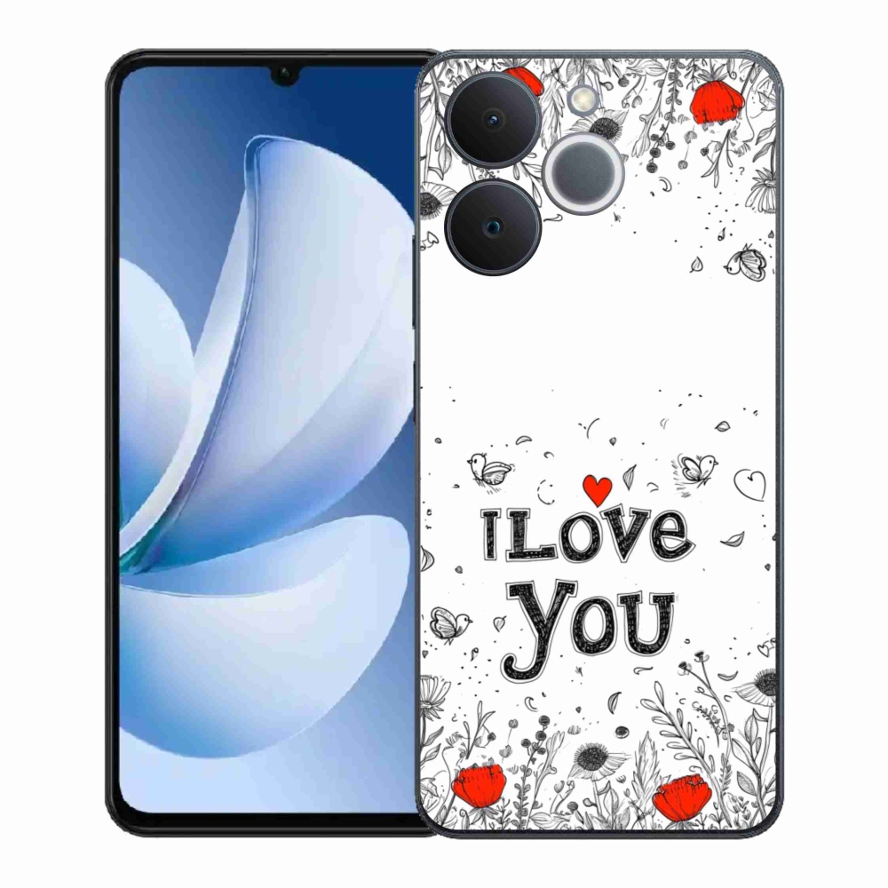 Gelový kryt mmCase na Realme Note 70T - I love you bílé pozadí