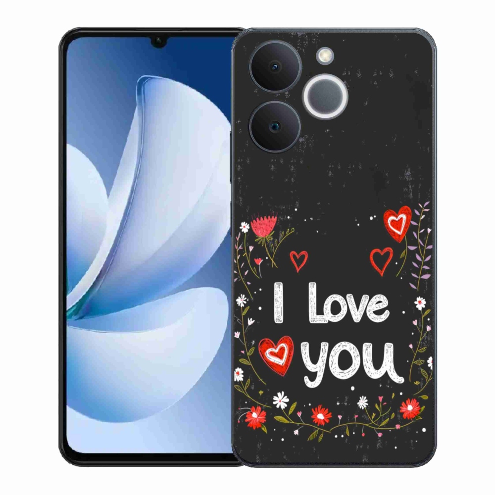 Gelový kryt mmCase na Realme Note 70T - I love you černé pozadí