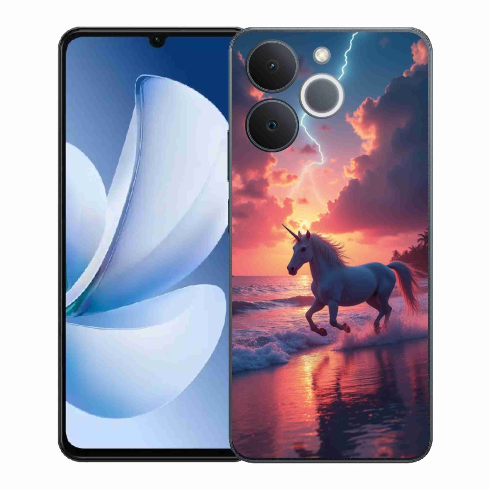 Gelový kryt mmCase na Realme Note 70T - jednorožec na pláži