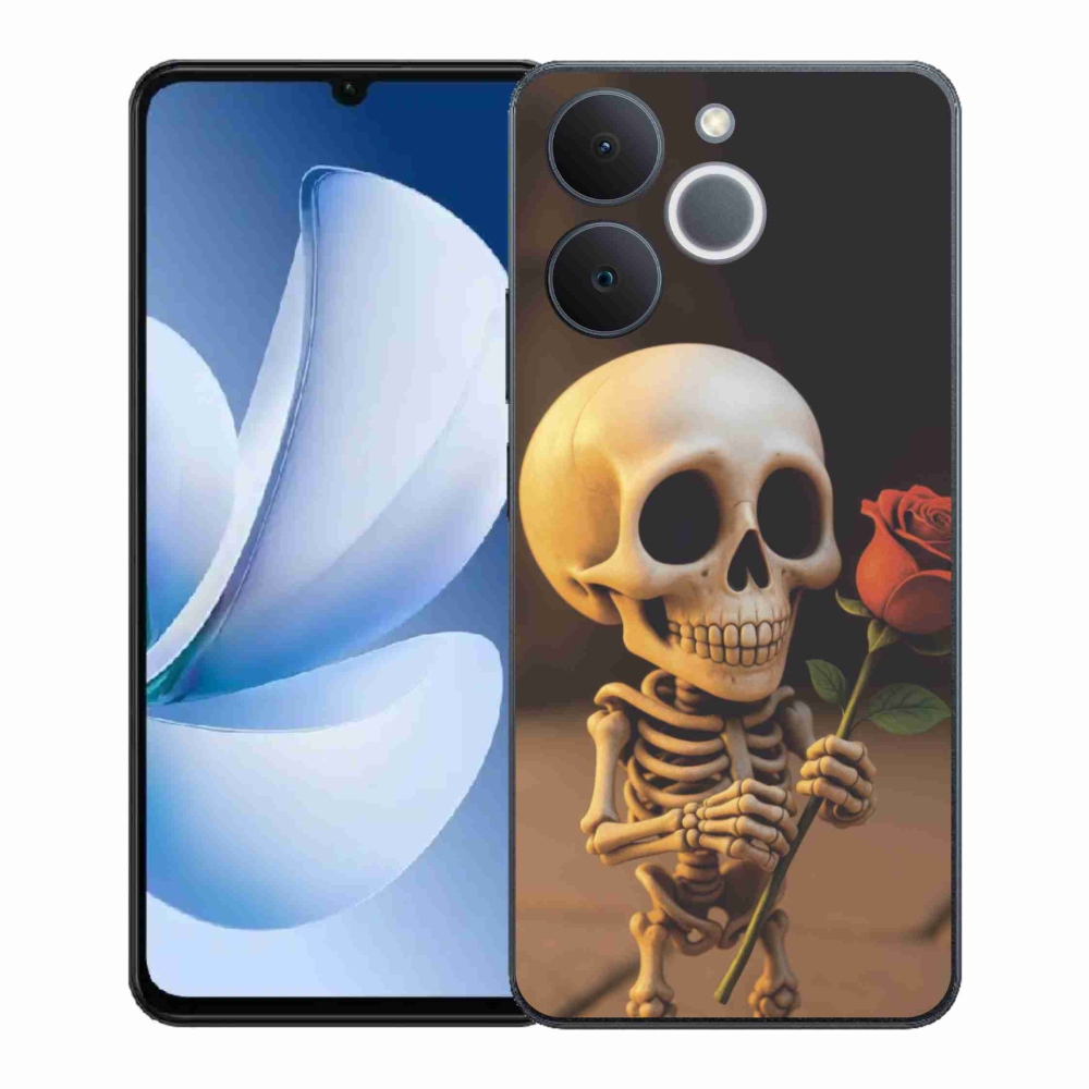Gelový kryt mmCase na Realme Note 70T - kostlivec s růží