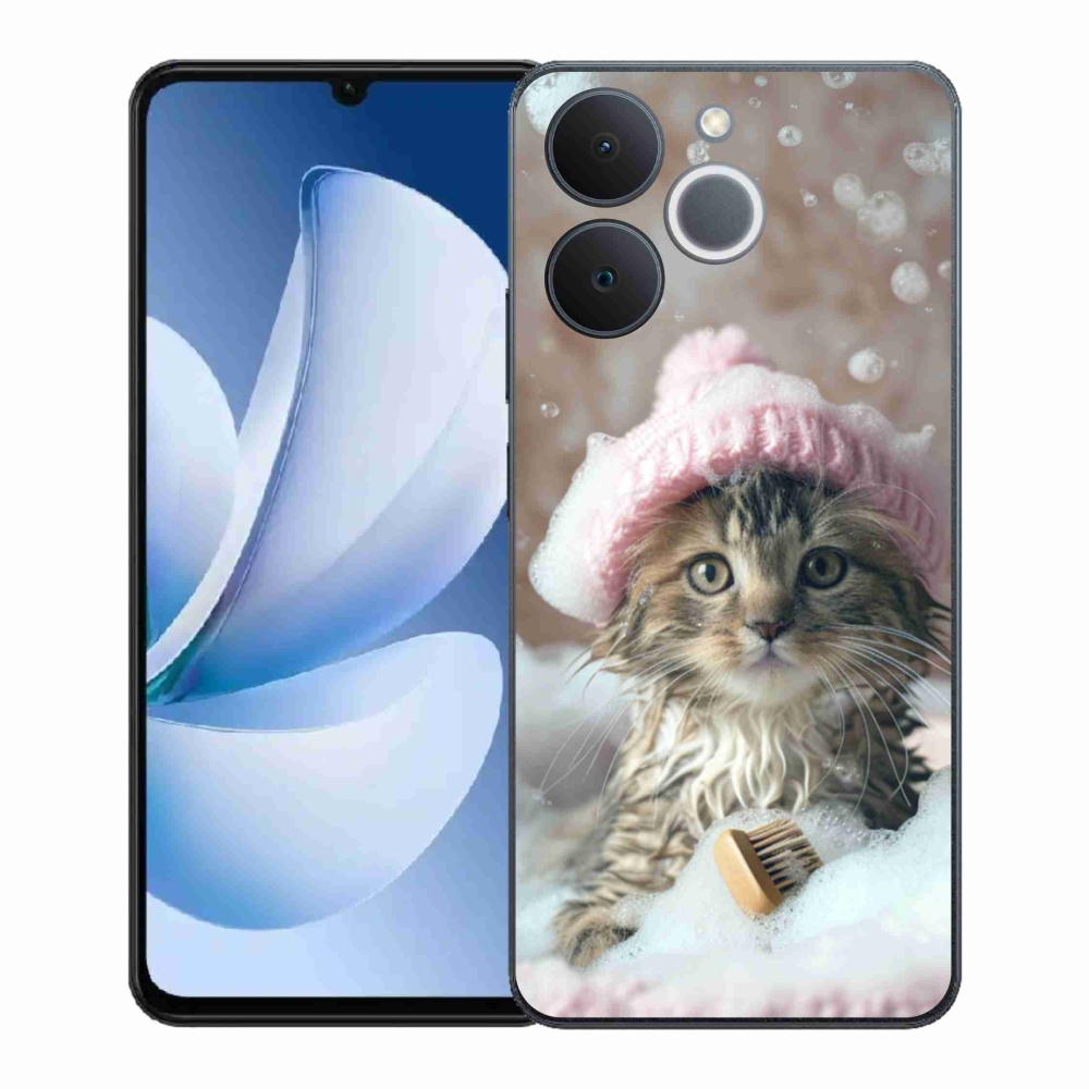 Gelový kryt mmCase na Realme Note 70T - kotě a koupel