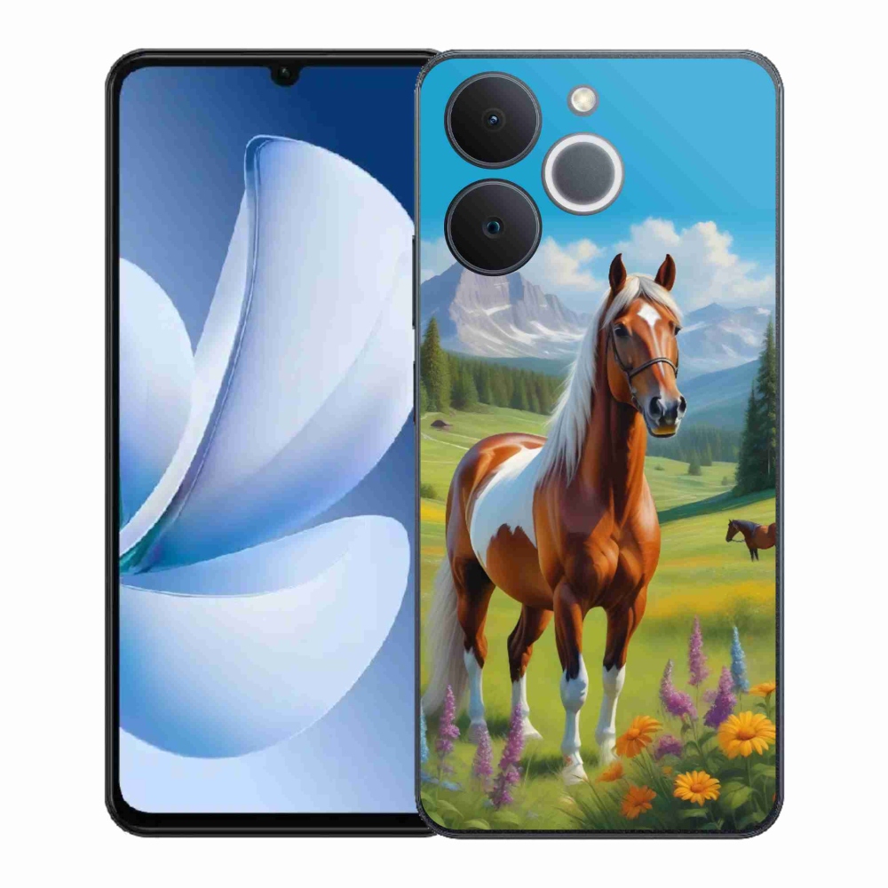 Gelový kryt mmCase na Realme Note 70T - kůň na louce