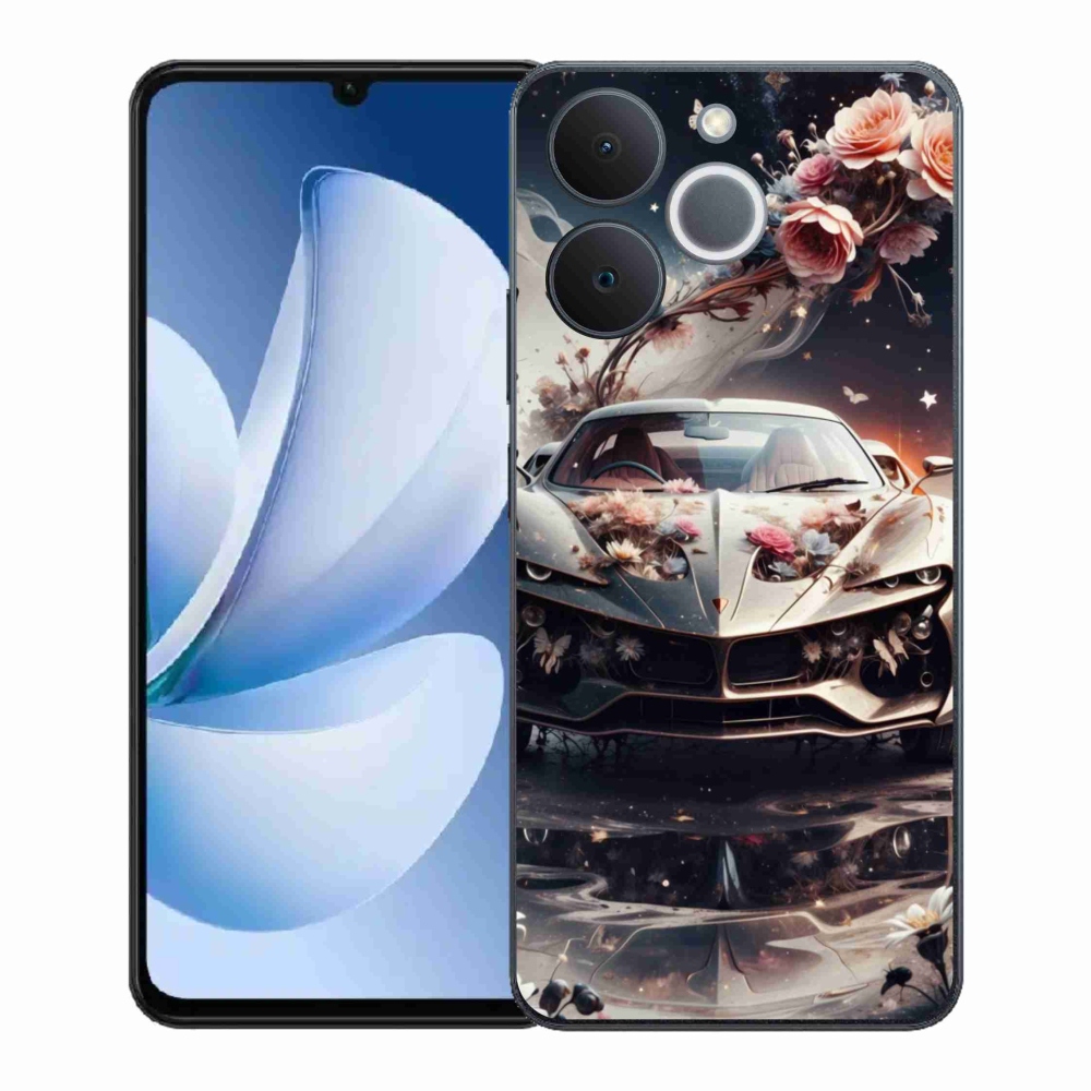 Gelový kryt mmCase na Realme Note 70T - květinový sportovní vůz