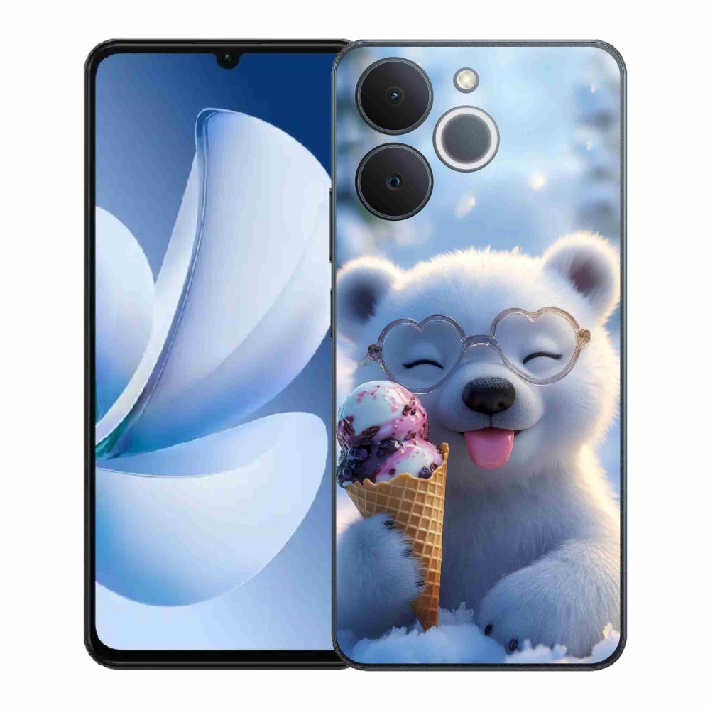 Gelový kryt mmCase na Realme Note 70T - medvídek se zmrzlinou